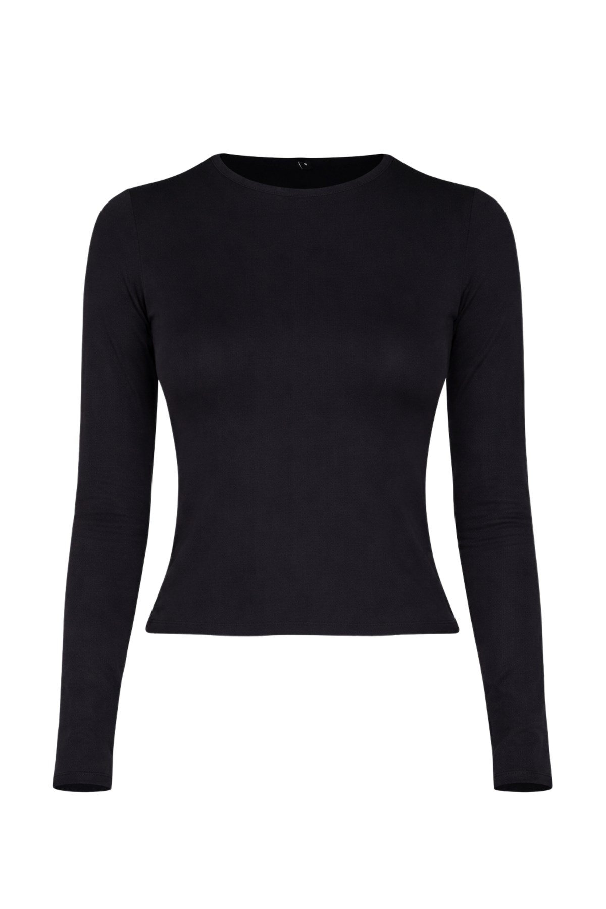 Siyah Bisiklet Yaka Basic Ultra Soft Kadın Uzun Kol Body