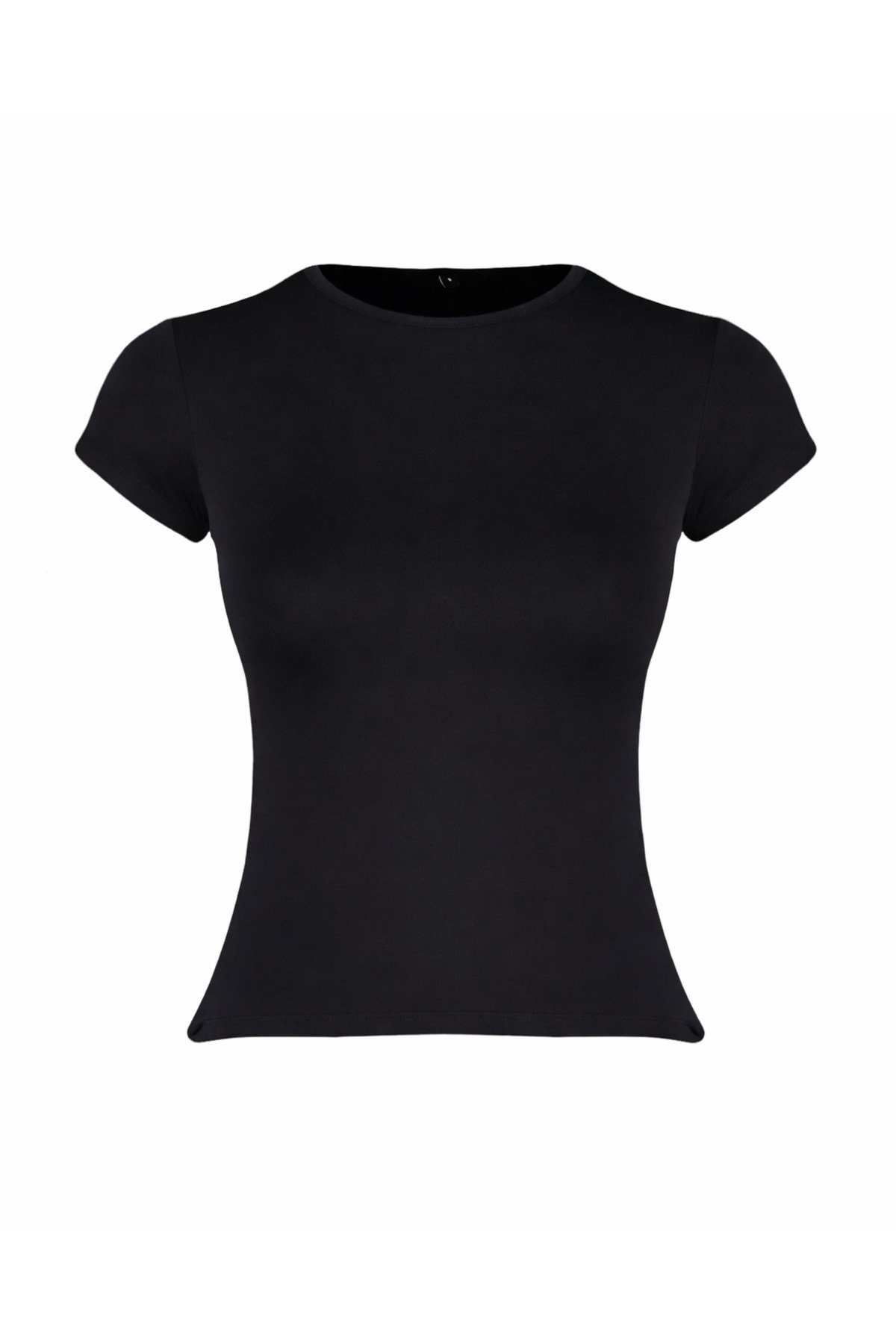 Siyah Bisiklet Yaka Basic Ultra Soft Kadın Kısa Kol Body