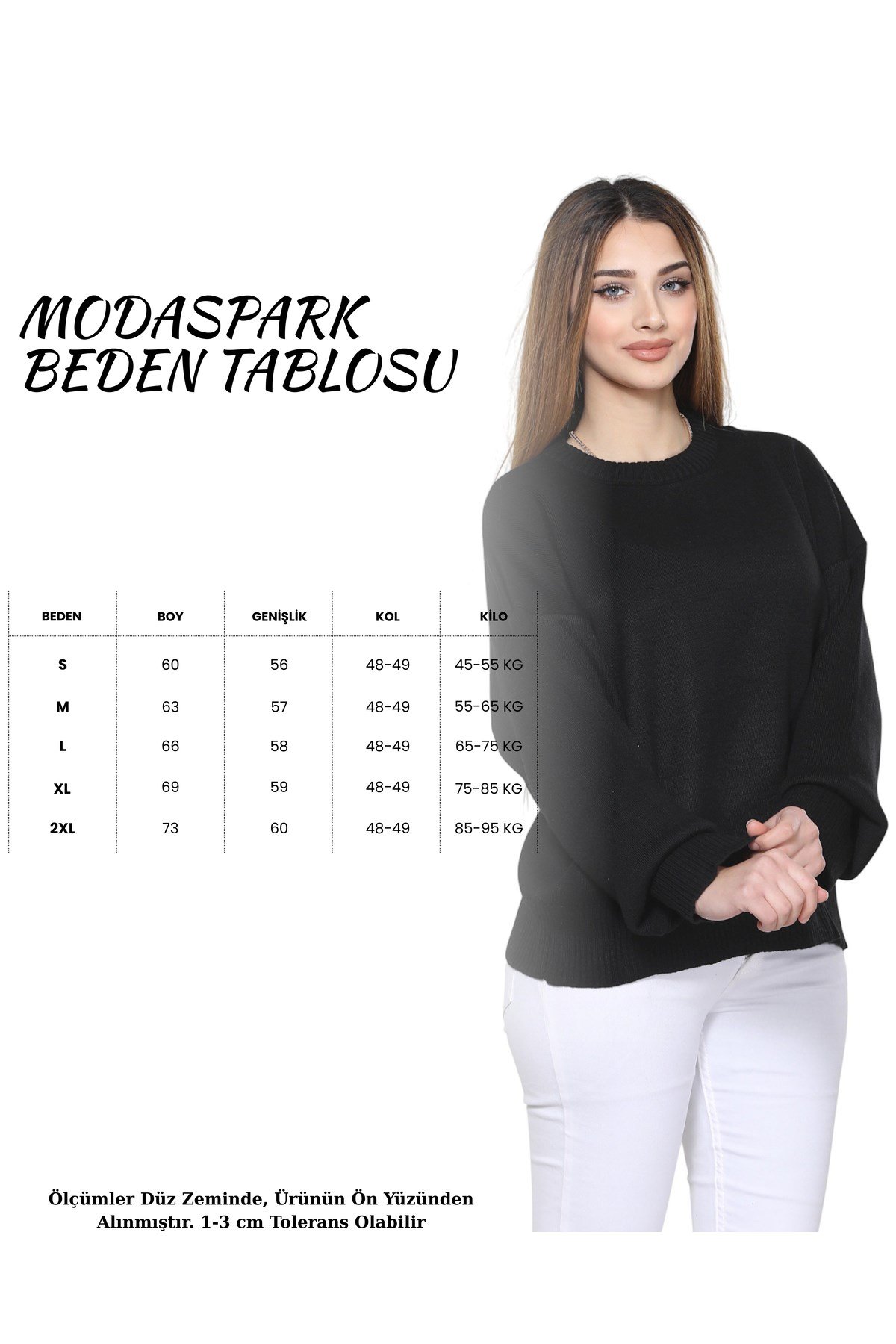Siyah Bisiklet Yaka Oversize Triko Kadın Yumuşak Doku Kazak