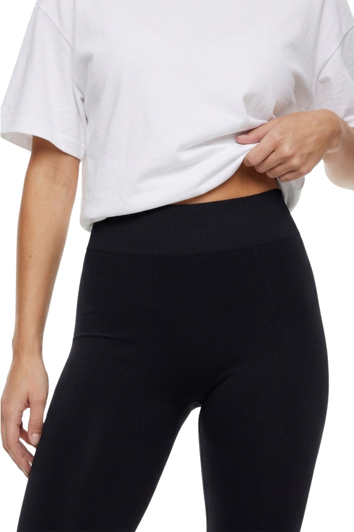 Siyah Yüksek Bel Toparlayıcı Kadın Günlük ve Spor Seamless Dikişsiz Esnek Tayt