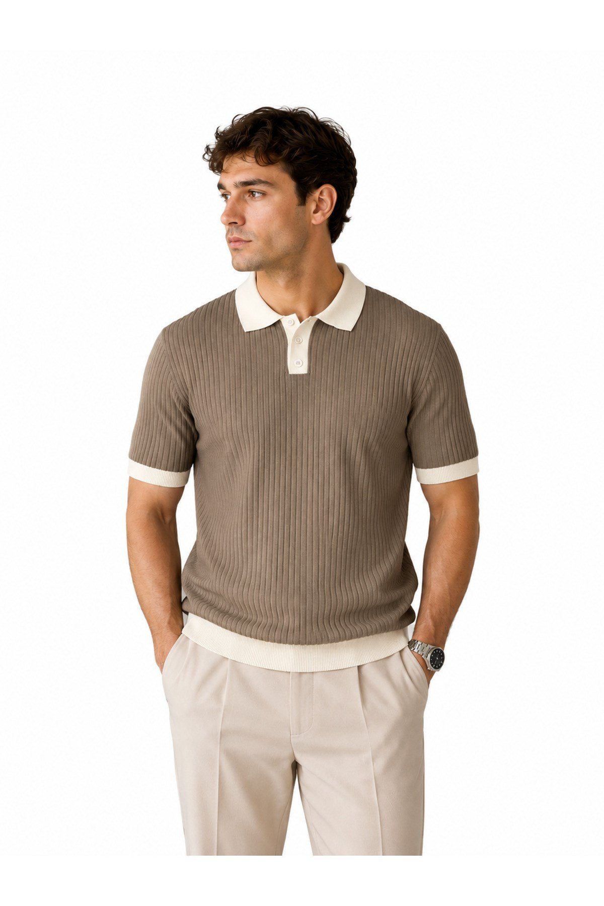Vizon Polo Yaka Düğmeli Kısa Kol Erkek T-shirt