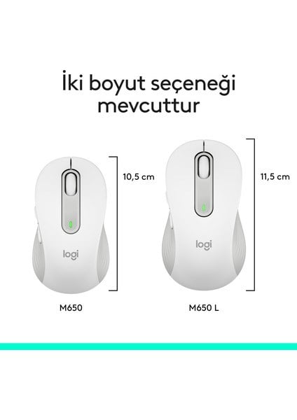 Logitech M650 Signature 910-006255 Beyaz Sessiz Küçük Boy Sağ El Kablosuz Mouse