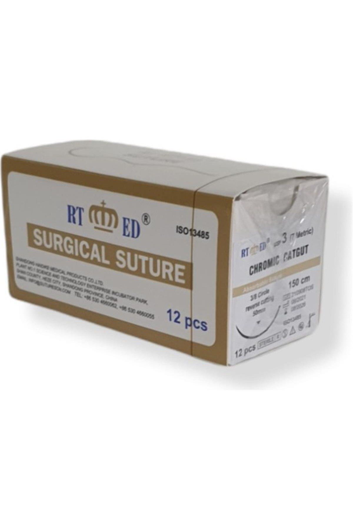 - Chromic Catgut Kromik Katgüt Emilebilir Sutur Daire Ters Kesim 150cm No:3 12 Adet (1 PAKET)