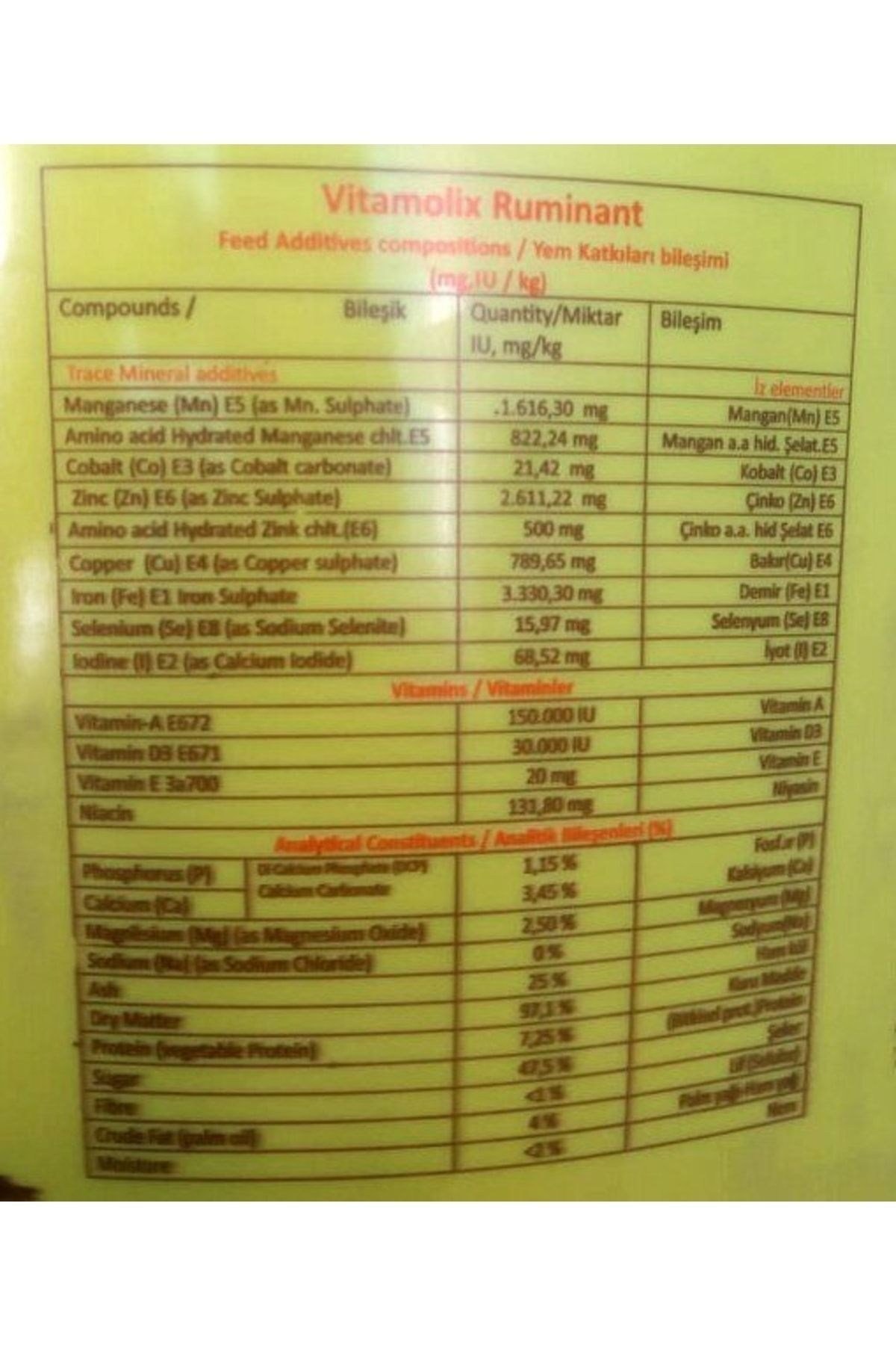 Vitamolix 25 Kg Yalama Kovası