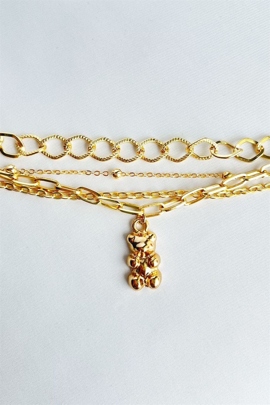 Altın Ayıcık Uçlu Dörtlü Gold Bileklik