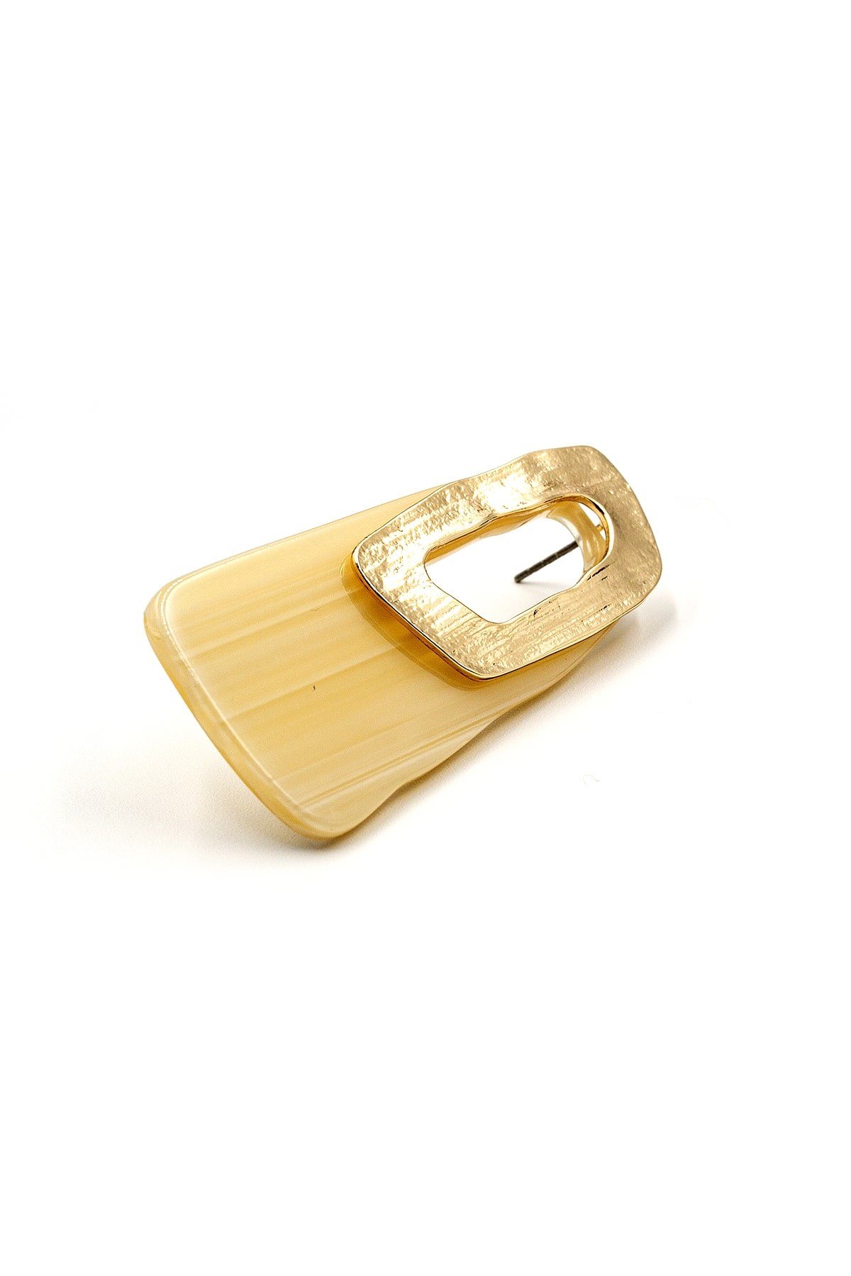 Bej Geometrik Form Gold Küpe - Modern Zarif Tasarım