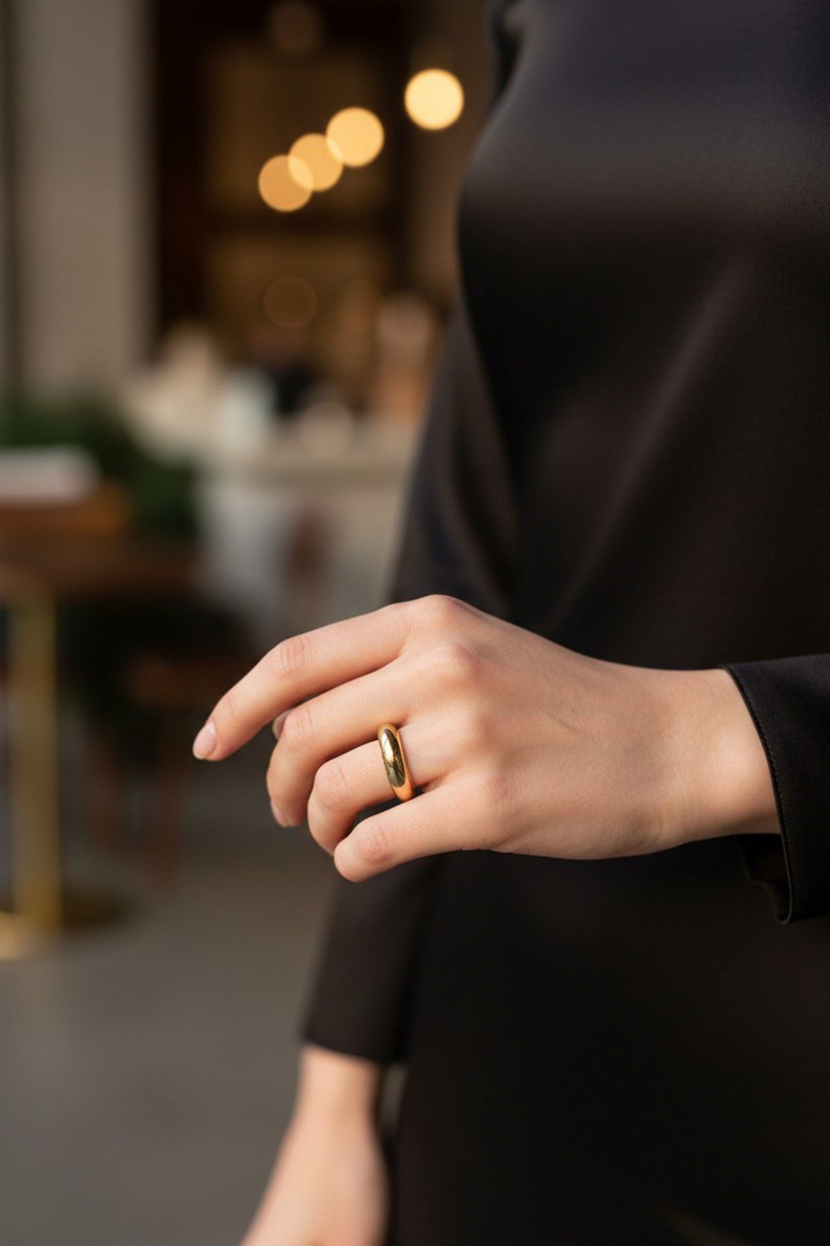 Dalgalı Model Ayarlanabilir Alyans Yüzük Gold Kararmaz