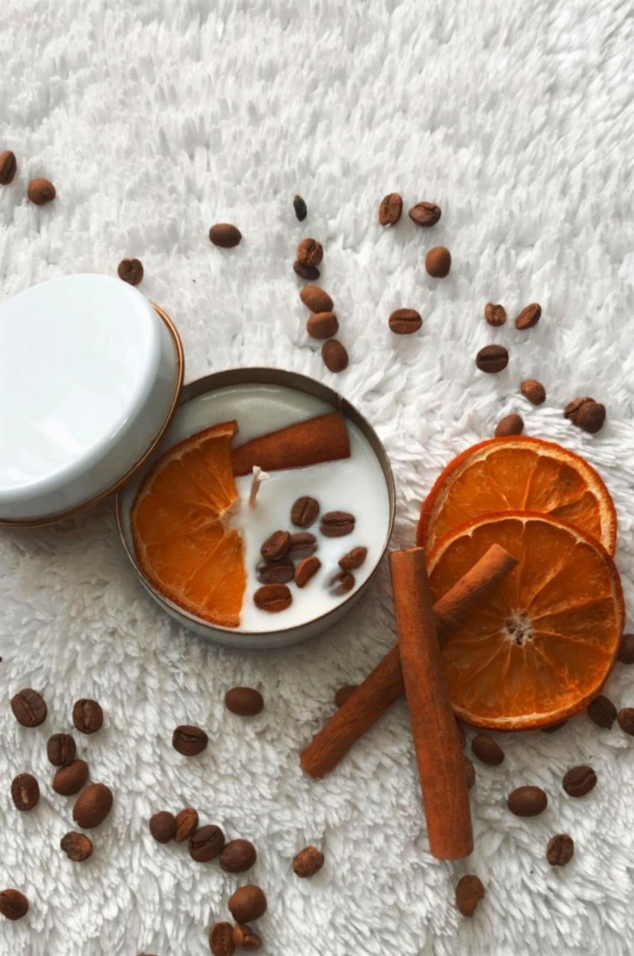 Doğal Soya Wax Kahveli ve Portakallı Terapi Mum