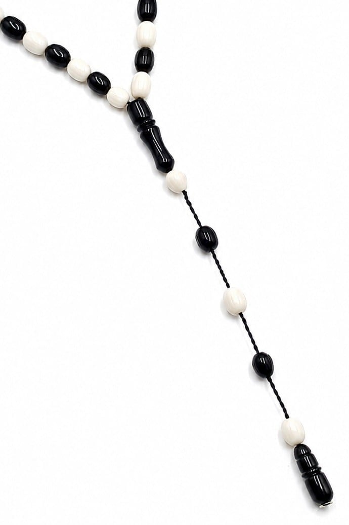 Enes Abdo Usta İmzalı Siyah Beyaz Sistemli Sıkma Kehribar Tesbih