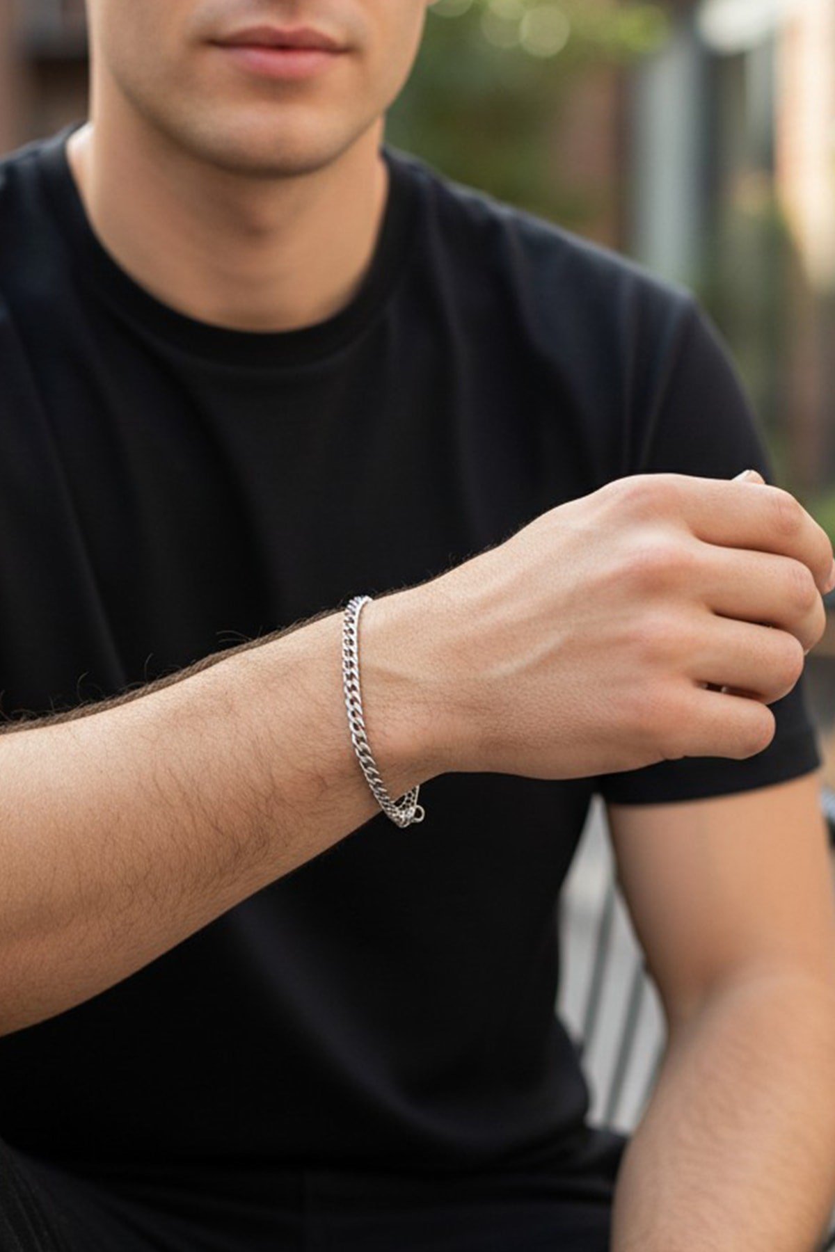 Erkek Çelik Zincir Bileklik – Gümüş Renk 3 mm Klasik ve Şık Tasarım