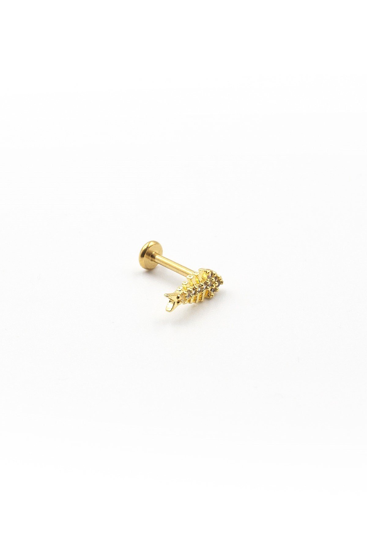 Gold Balık Kılçığı Tragus Helix Piercing – Şık Tasarım, Anti Alerjik, Kararma Yapmaz