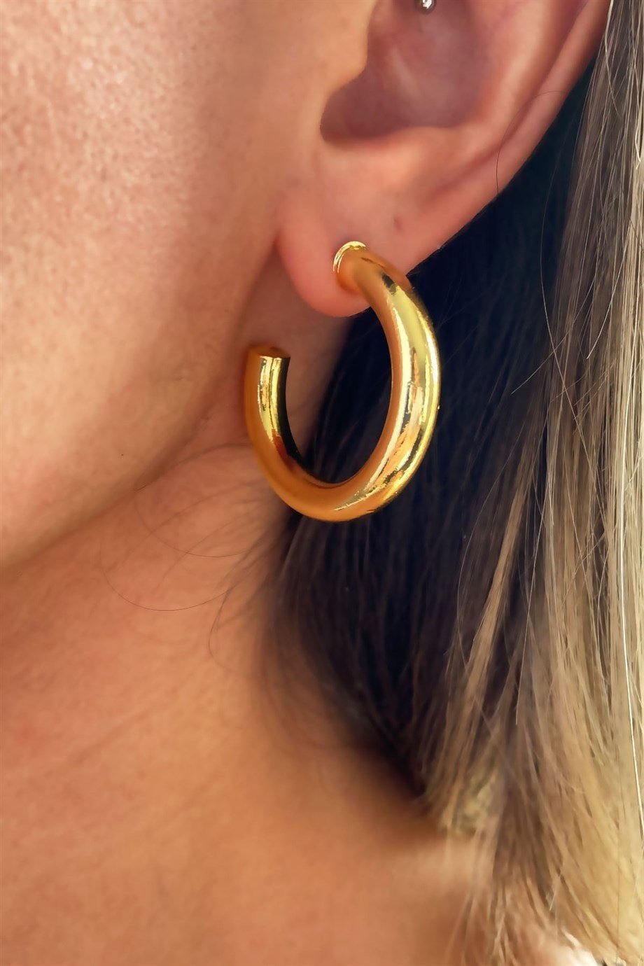 Gold Halka Küpe 3 cm