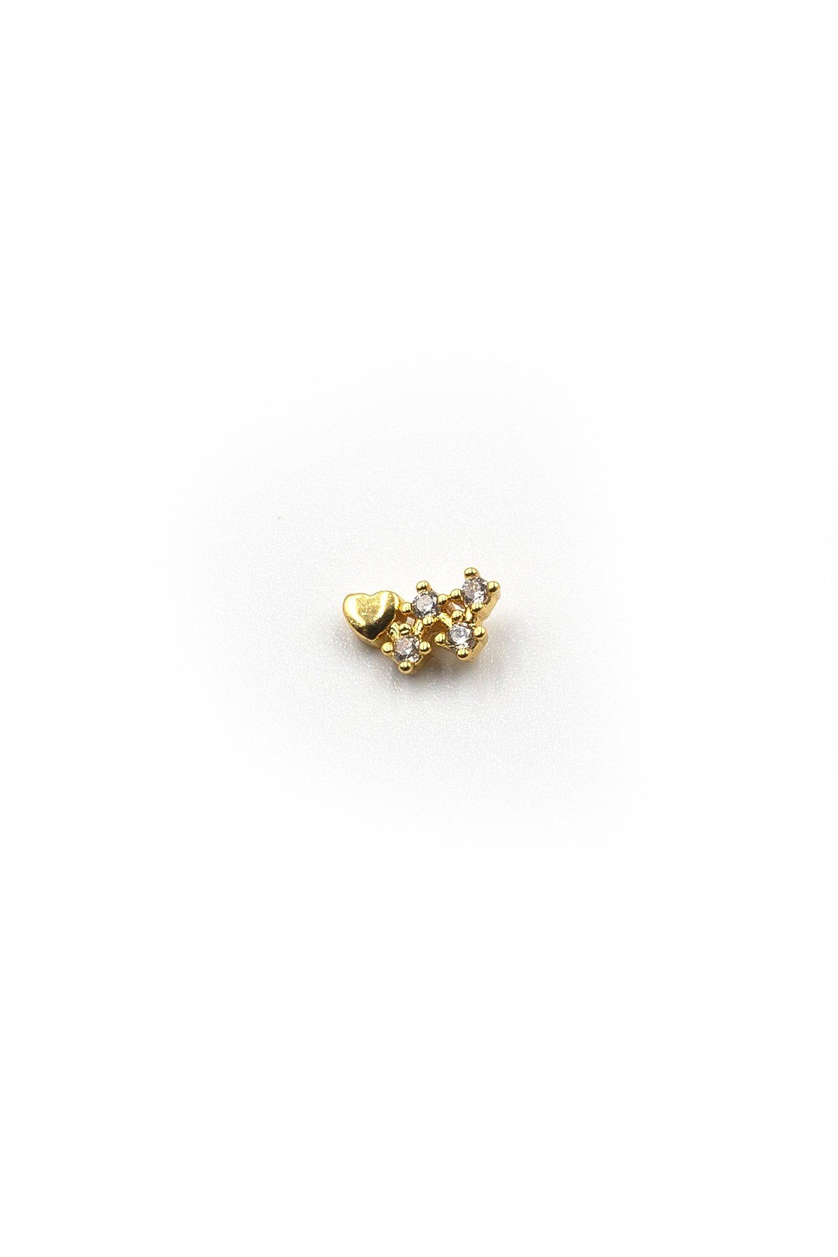 Gold Kalp Zirkon Taşlı Tragus Helix Piercing - Anti Alerjik, Kararma Yapmaz