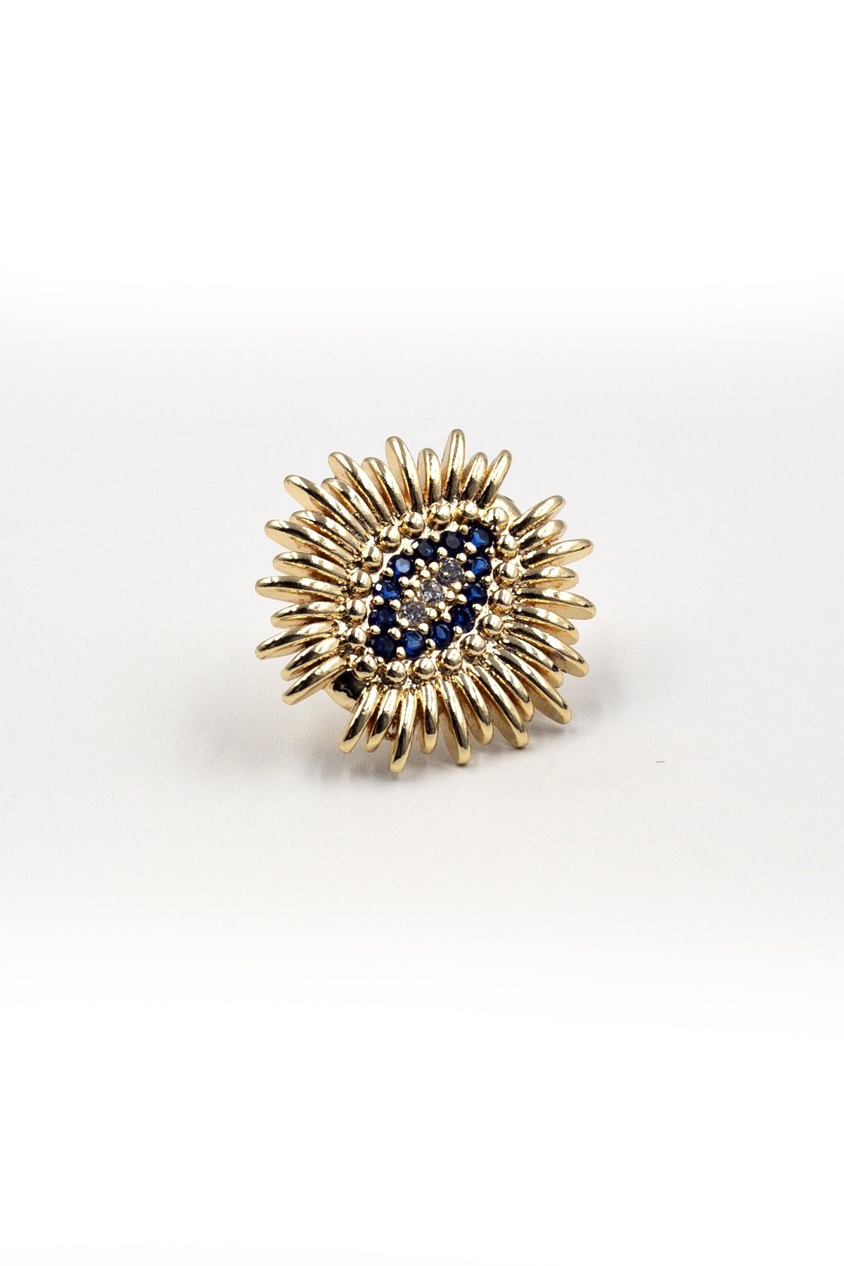 Gold Nazar Göz Küpe - Zirkon Taşlı Minimal Zarif Model