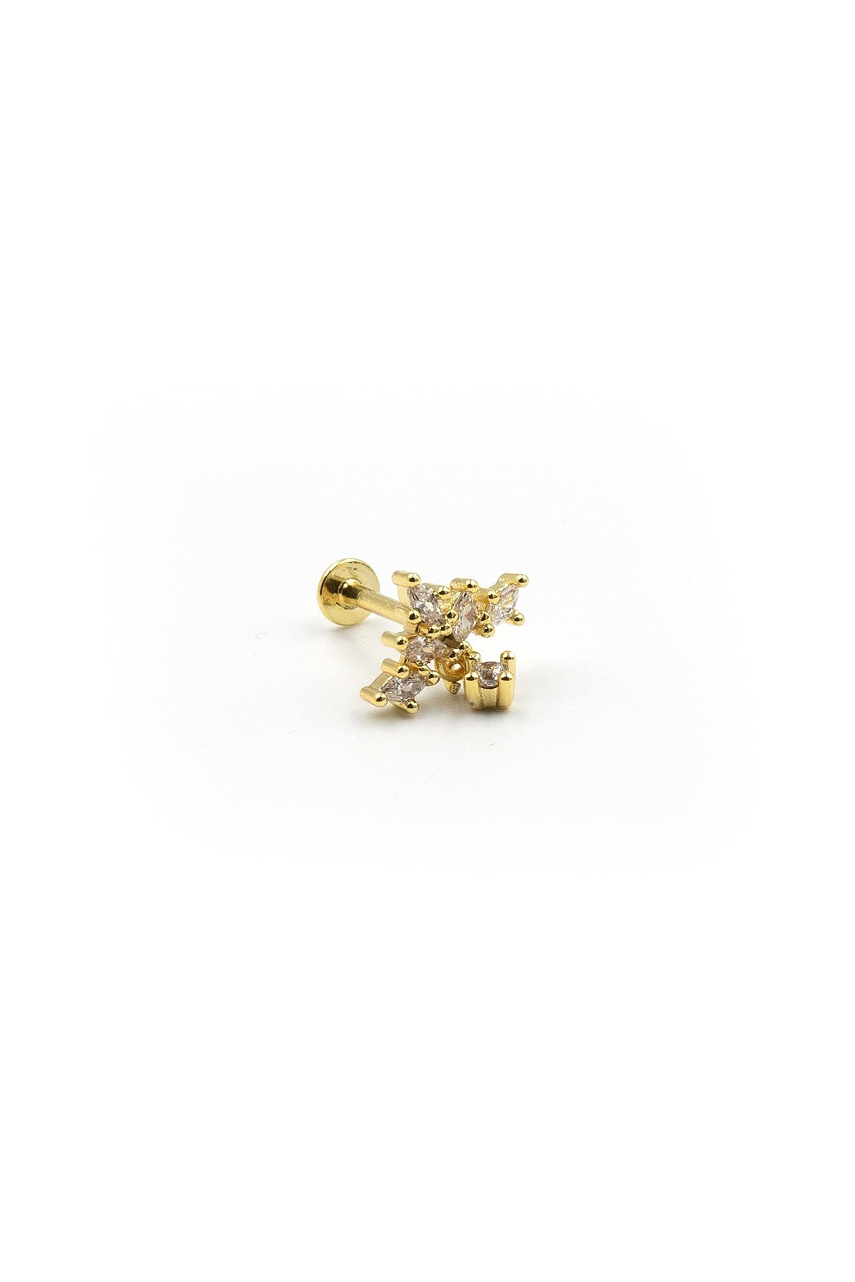 Gold Sallantılı Taç Tragus Helix Piercing - Anti Alerjik, Kararma Yapmaz