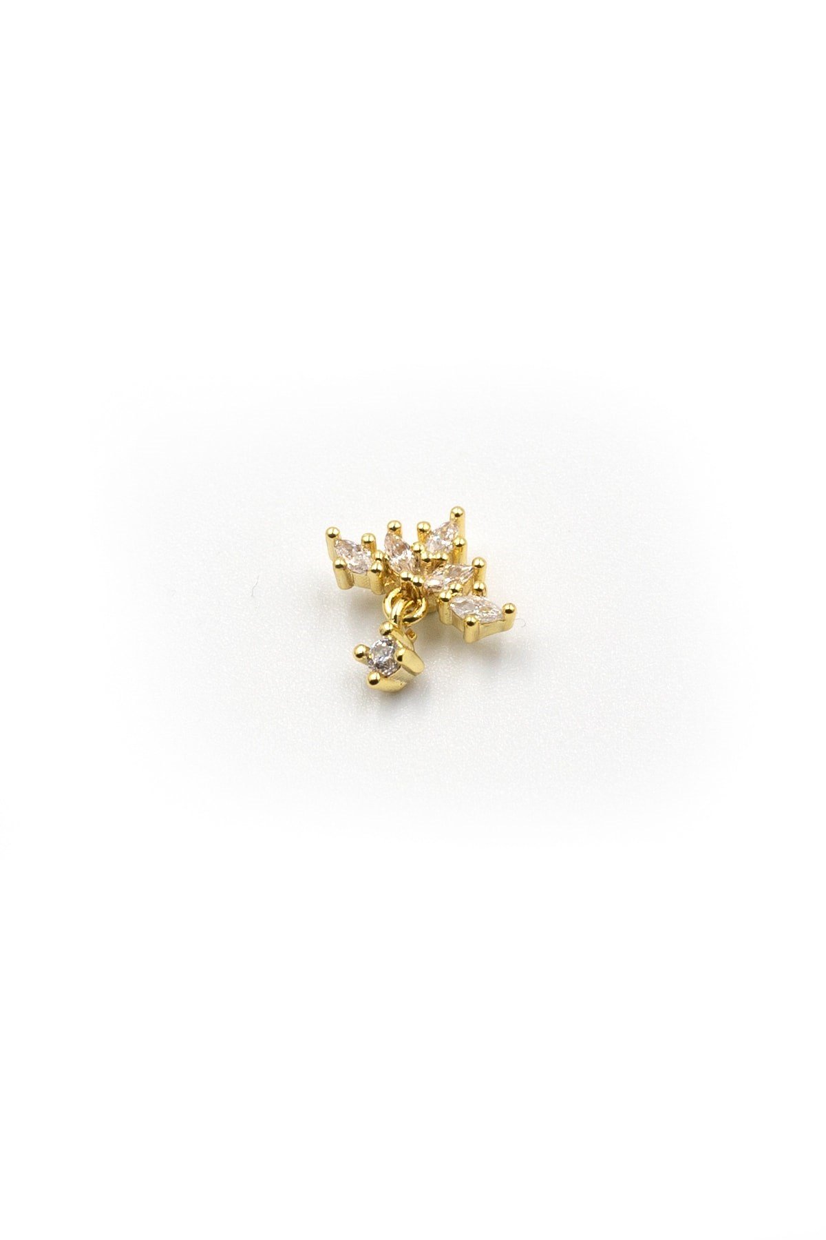 Gold Sallantılı Taç Tragus Helix Piercing - Anti Alerjik, Kararma Yapmaz