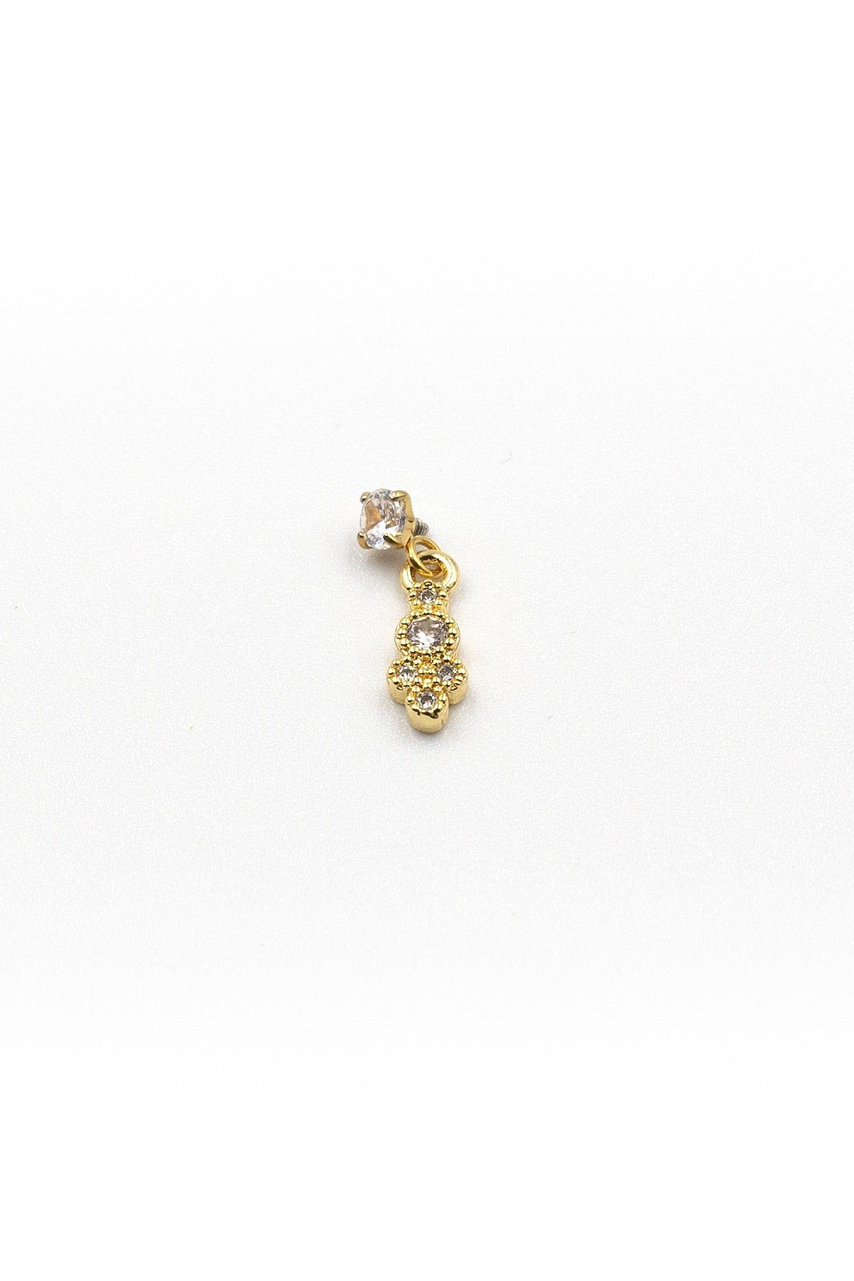 Gold Taşlı Sallantılı Tragus Helix Piercing - Anti Alerjik, Kararma Yapmaz