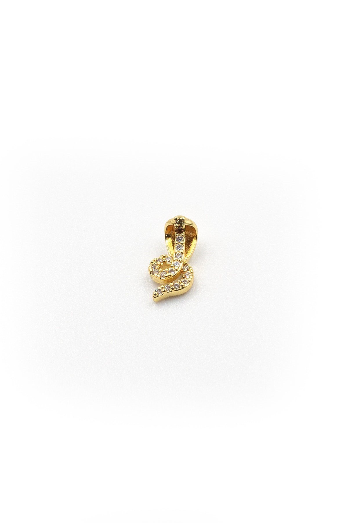 Gold Taşlı Yılan Tragus Helix Piercing – Anti Alerjik, Kararma Yapmaz