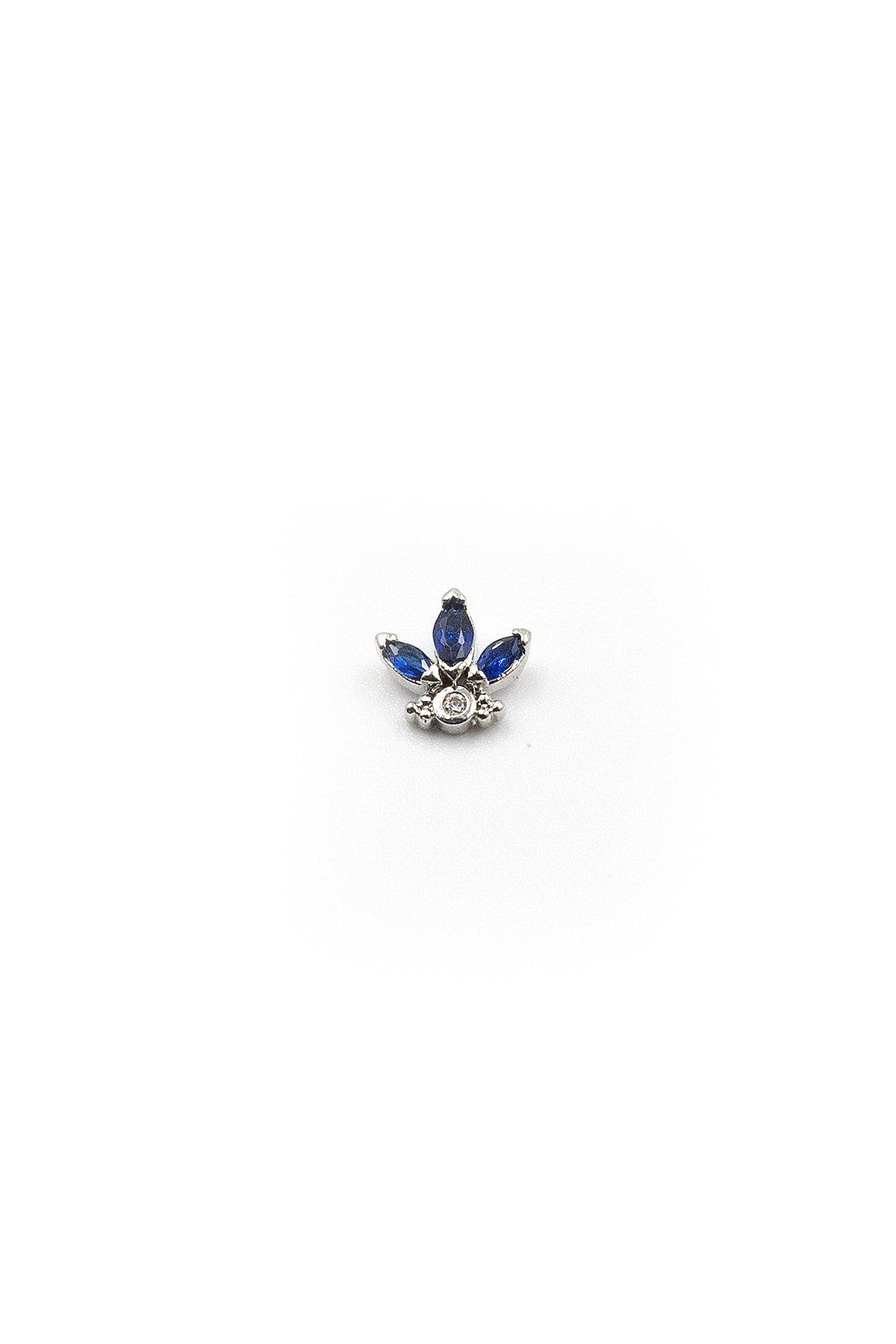 Gümüş Mavi Zirkon Taşlı Tragus Helix Piercing - Anti Alerjik, Kararma Yapmaz