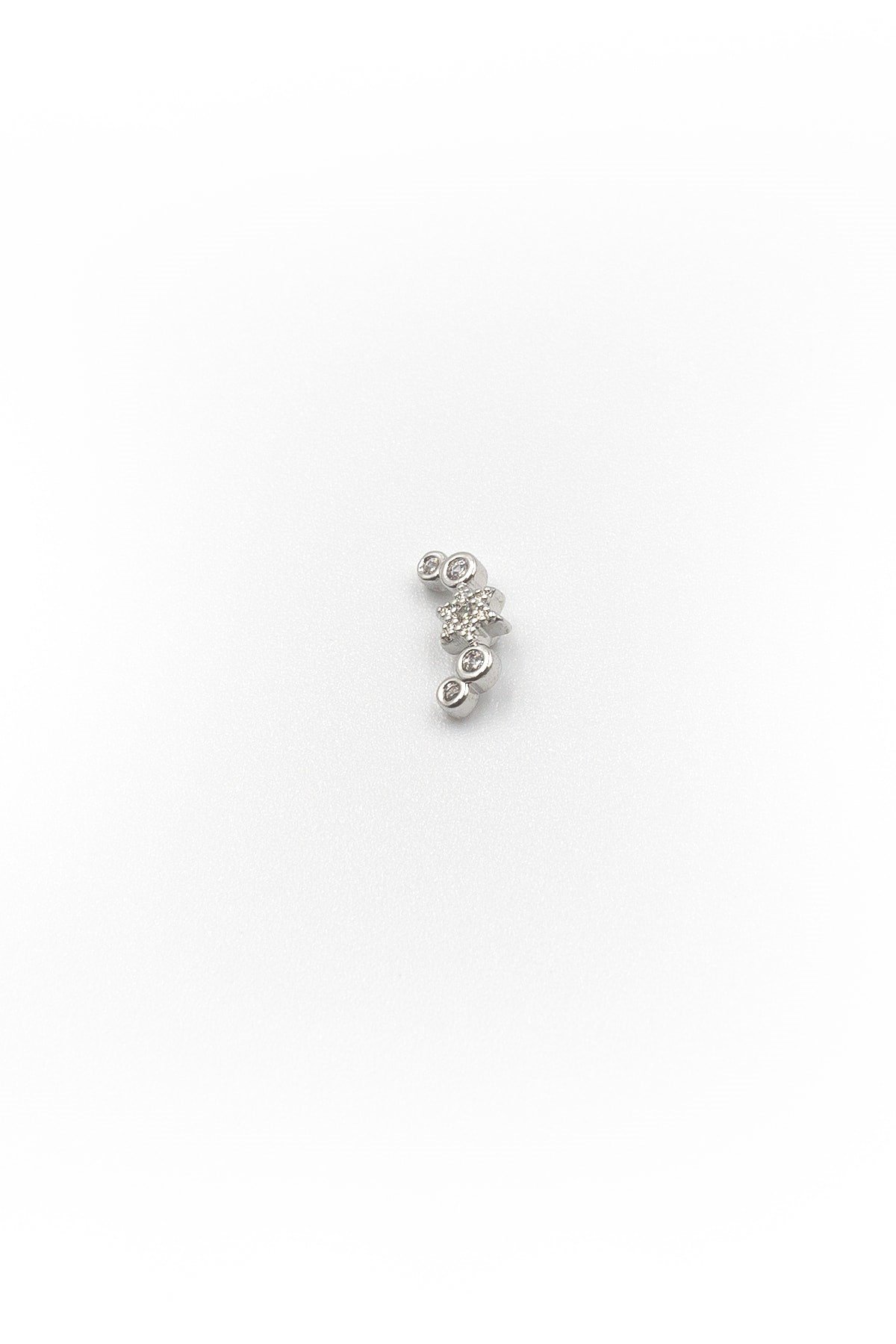 Gümüş Taşlı Yıldız Tragus Helix Piercing - Anti Alerjik, Kararma Yapmaz