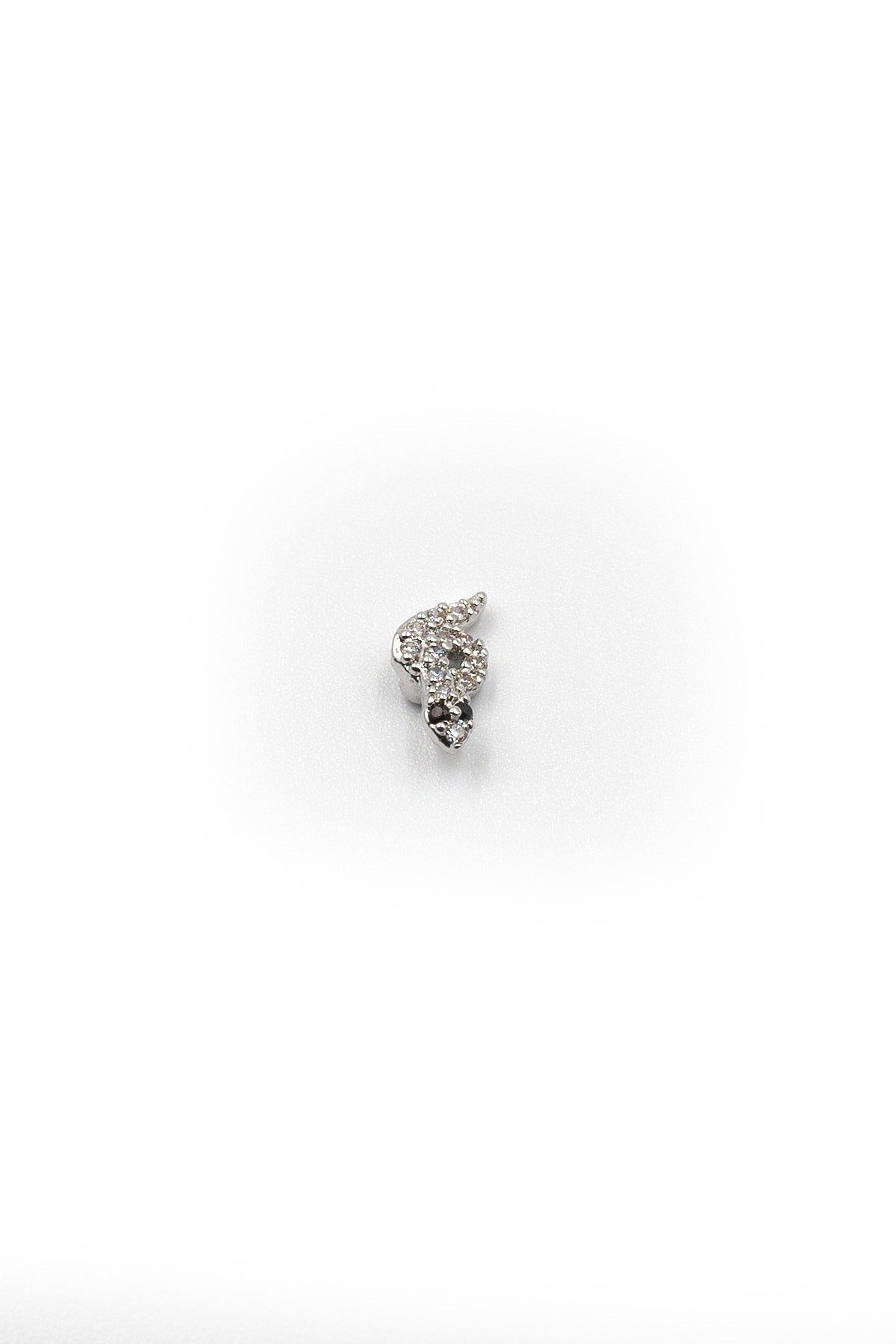 Gümüş Zirkon İşlemeli Yılan Tragus Helix Piercing - Anti Alerjik, Kararma Yapmaz