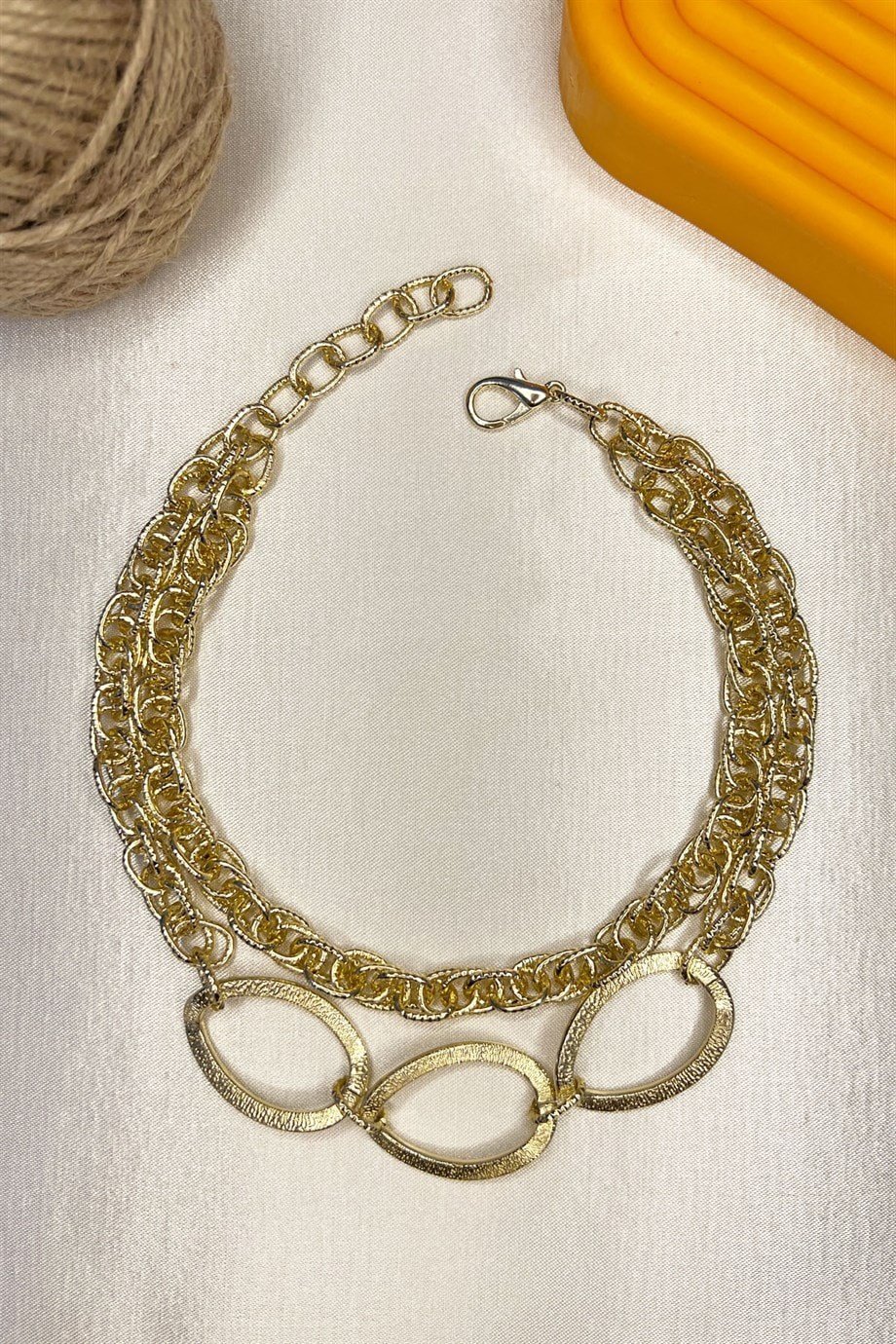 İkili Gold Choker Kolye