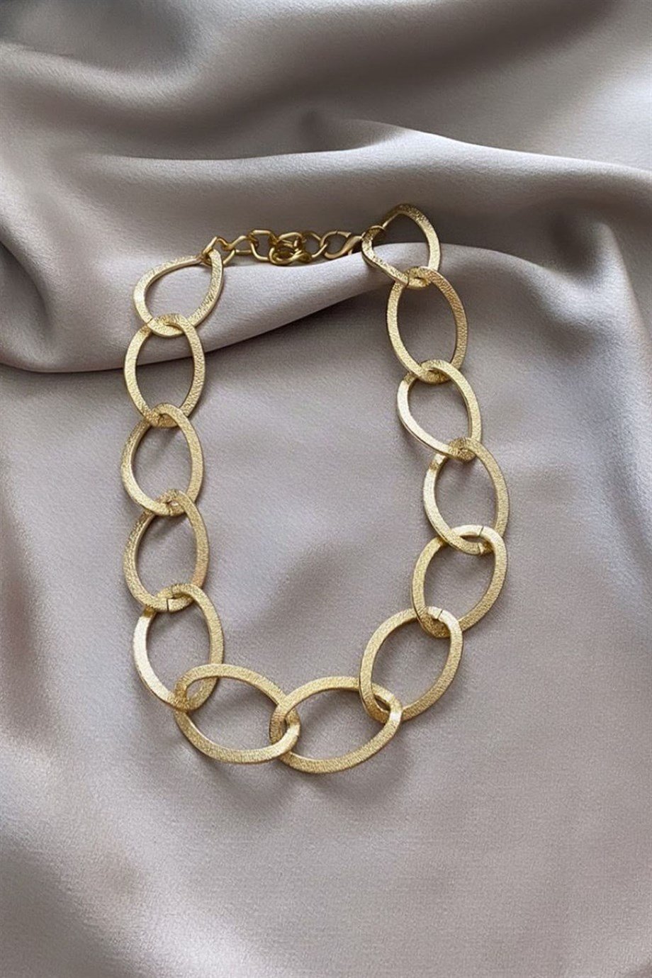 Kalın Halka Model Gold Renk Zincir Kolye