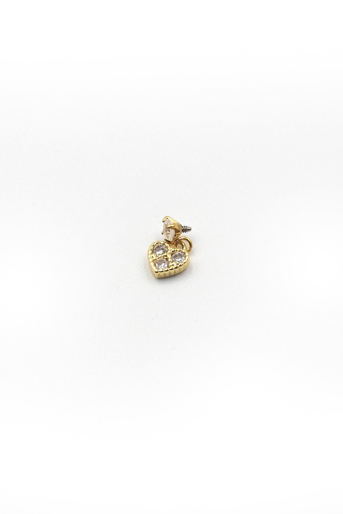 Kalp Sallantılı Tek Taş Tragus & Helix Piercing – Gold, Anti Alerjik, Kararma Yapmaz
