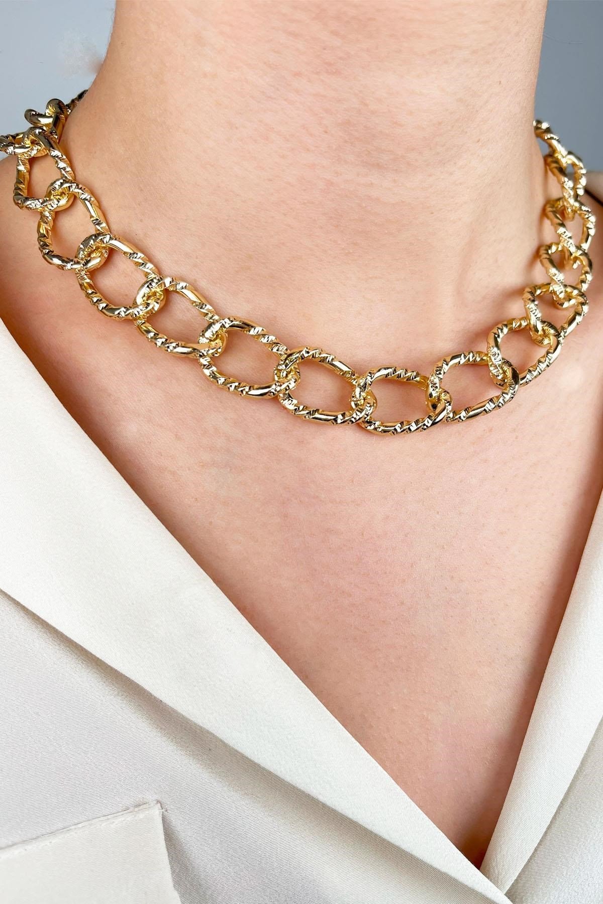 Kesme Model Zincir Kolye - Gold