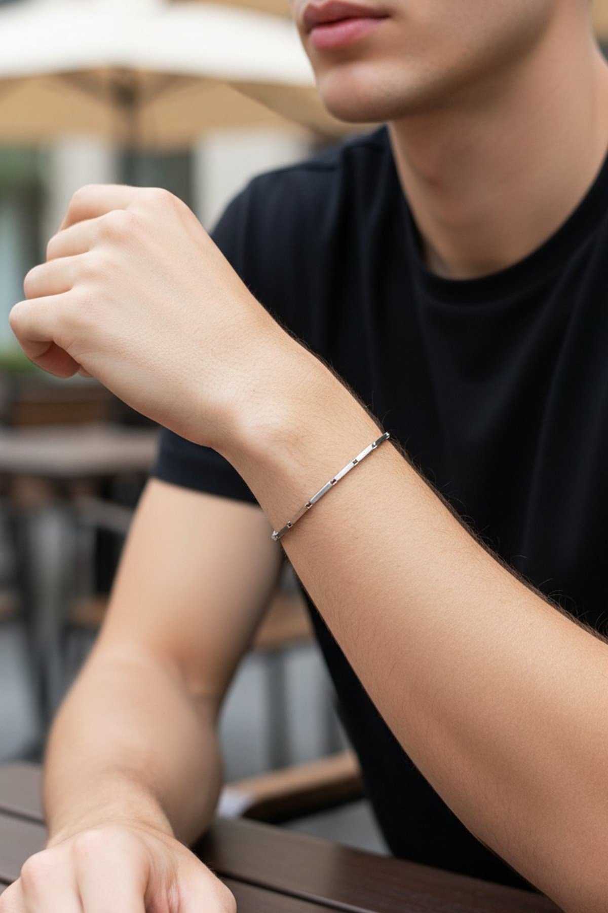 Melon Model Erkek Çelik Zincir İnce Bileklik – Gümüş Renk 1 mm Minimal Tasarım