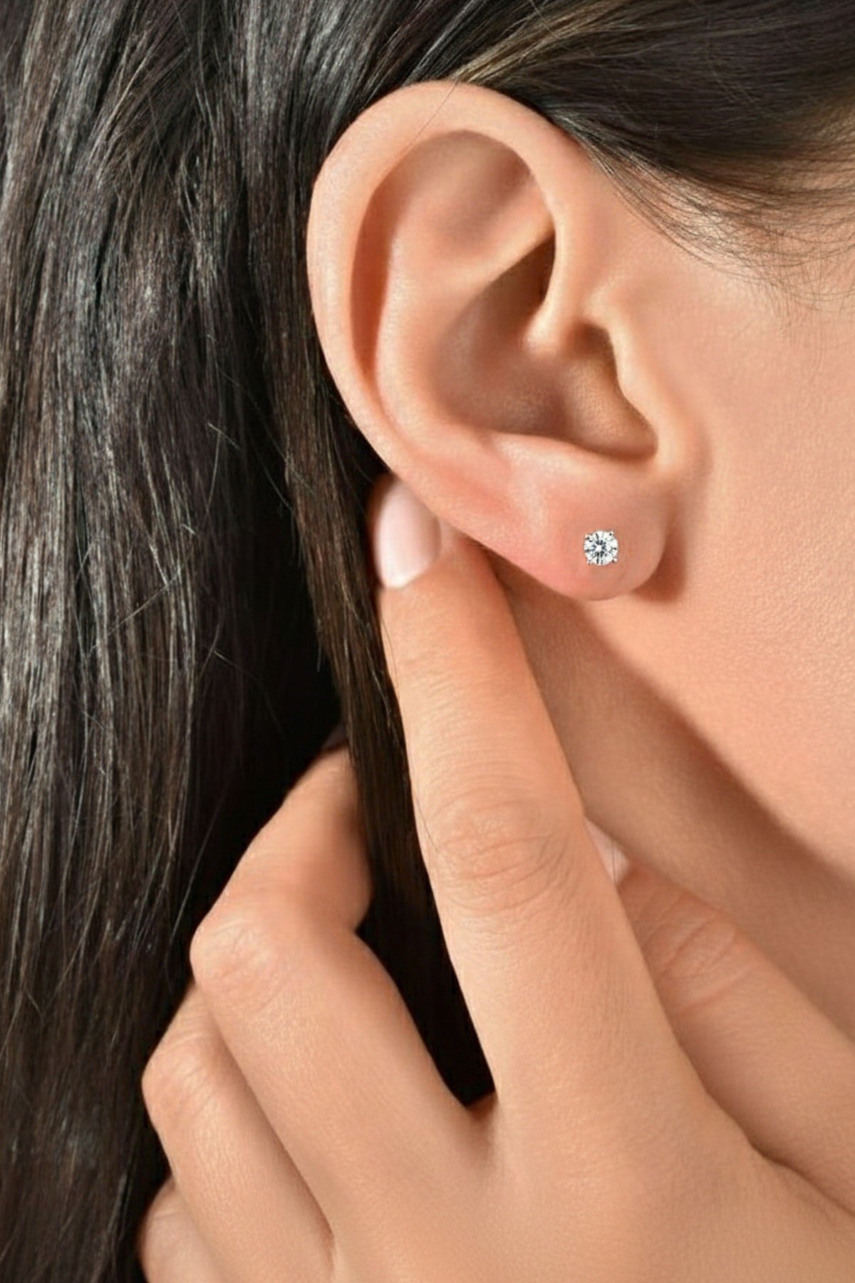Minimal Tasarım Xuping Tek Taş Zirkon Küpe - Gümüş