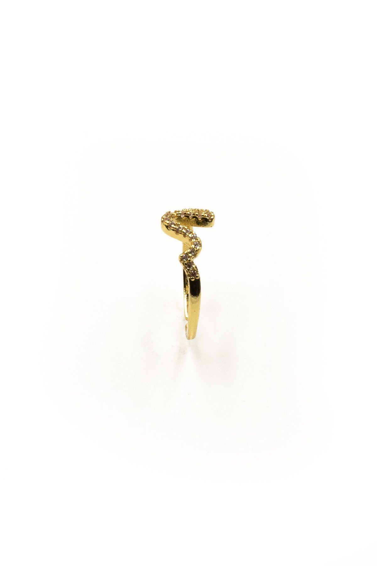 Minimal Zigzag Model Zirkon Taşlı Ayarlanabilir Yüzük Gold Kararmaz