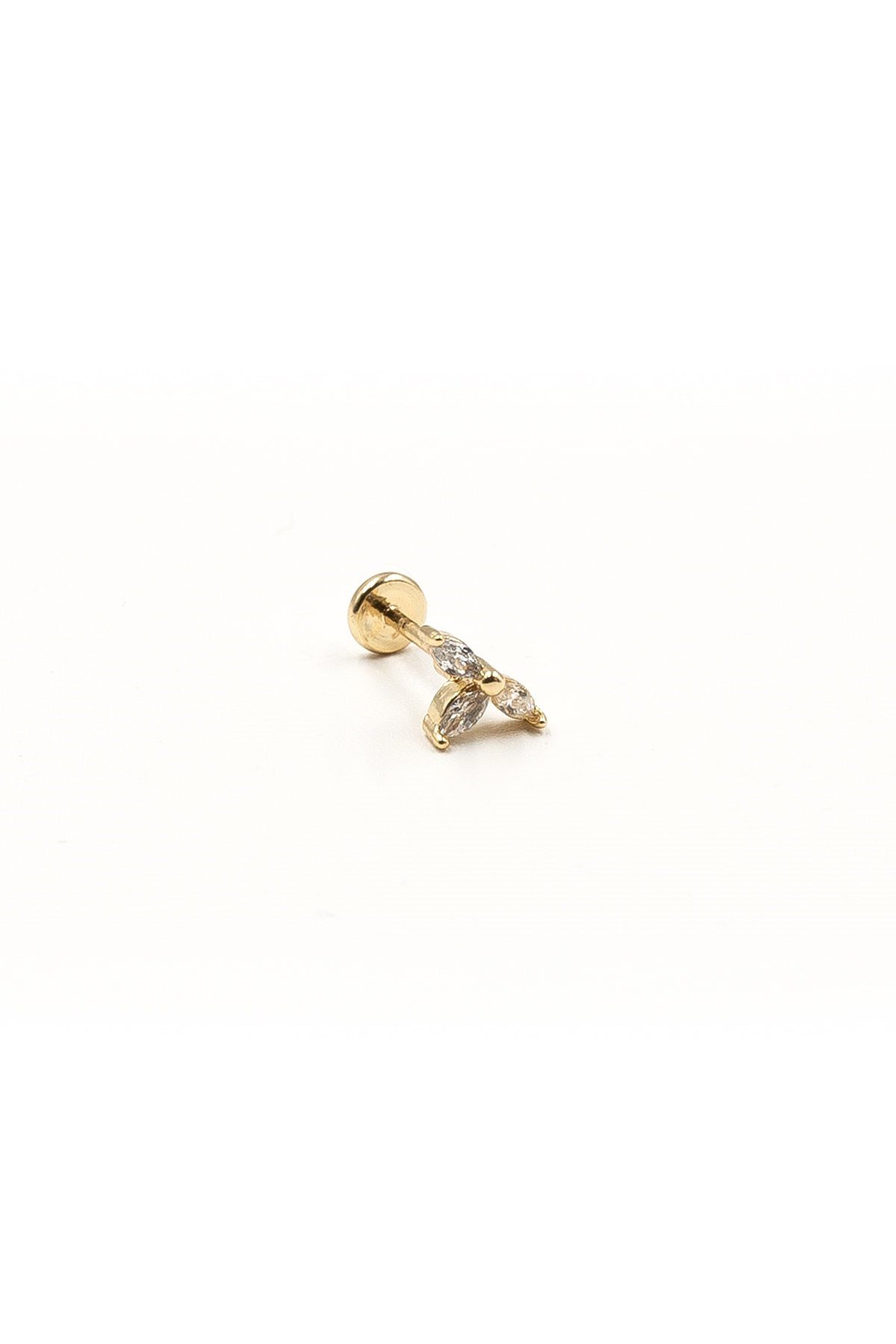 Minimal Zirkon Taşlı Tragus Piercing – Gold | Alerji Yapmaz, Uzun Ömürlü