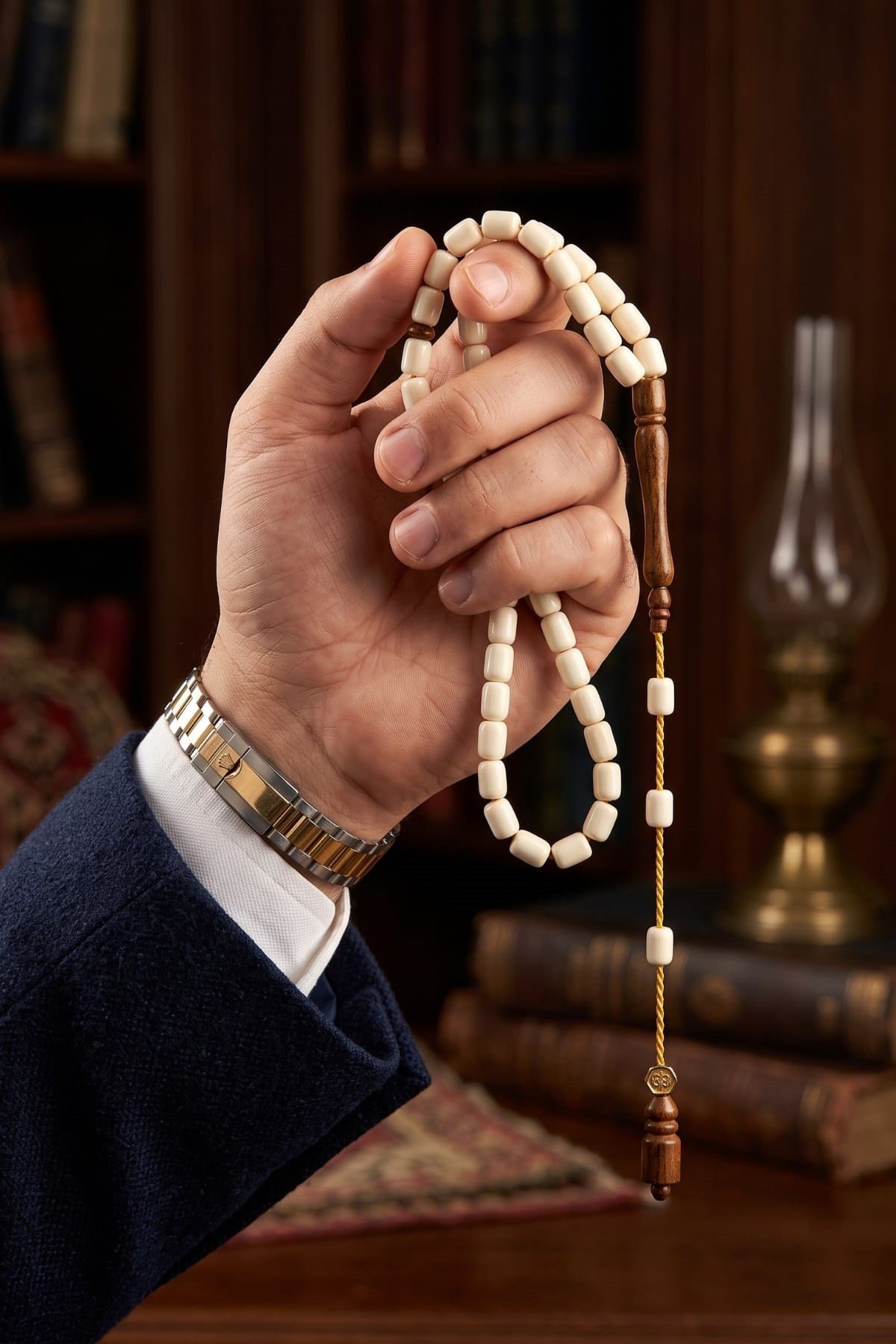 Mustafa İskender Usta İmzalı Sistemli Deve Kemiği ve Kuka Tesbih