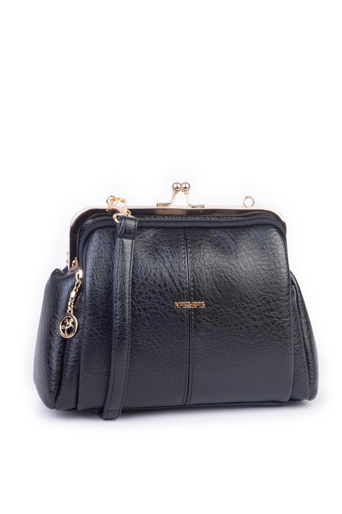 Nas Bag Burslu Klipsli Vintage Omuz ve Çapraz Çanta - Siyah Victoria
