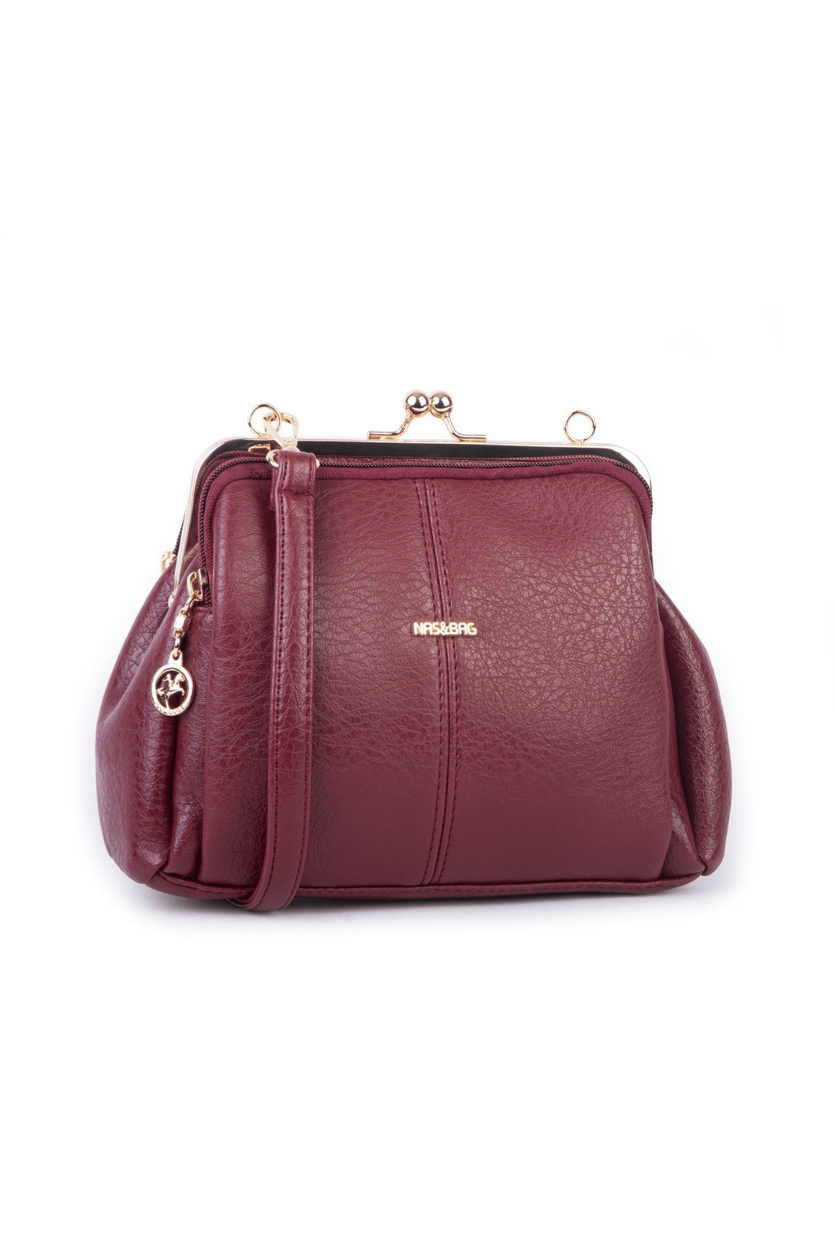 Nas Bag Burslu Klipsli Vintage Omuz ve Çapraz Çanta - Bordo Victoria