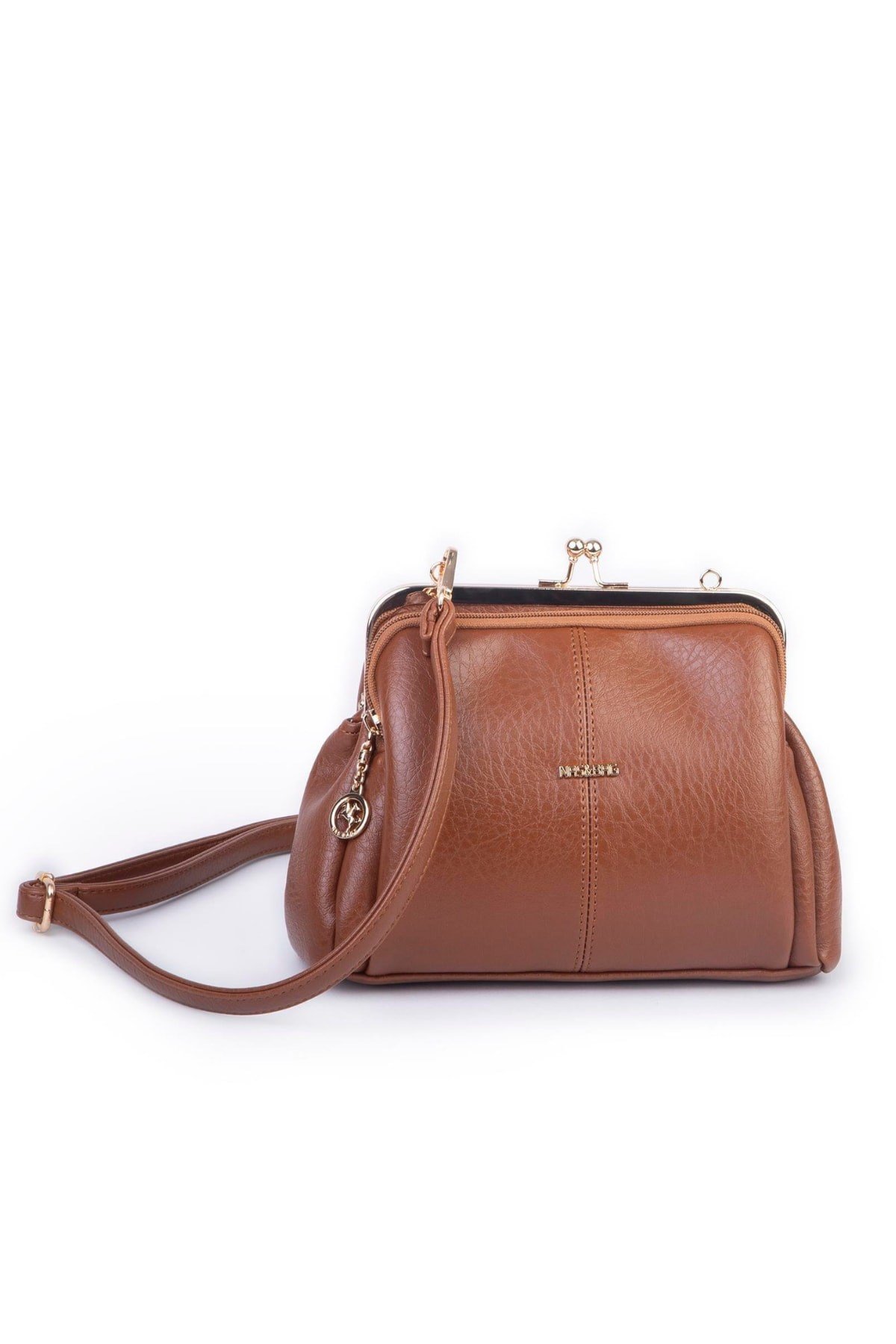 Nas Bag Burslu Klipsli Vintage Omuz ve Çapraz Çanta - Taba Victoria
