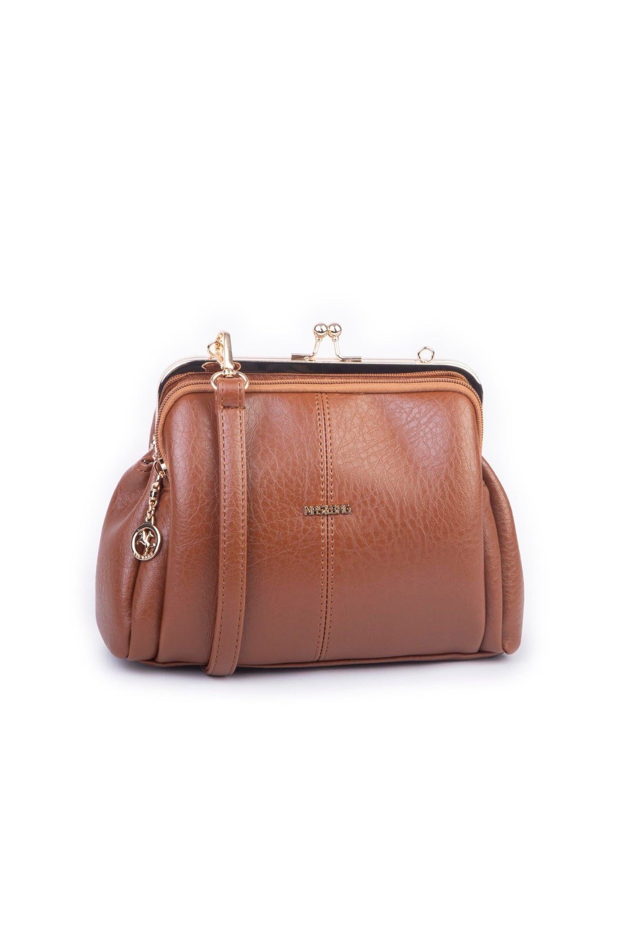 Nas Bag Burslu Klipsli Vintage Omuz ve Çapraz Çanta - Taba Victoria
