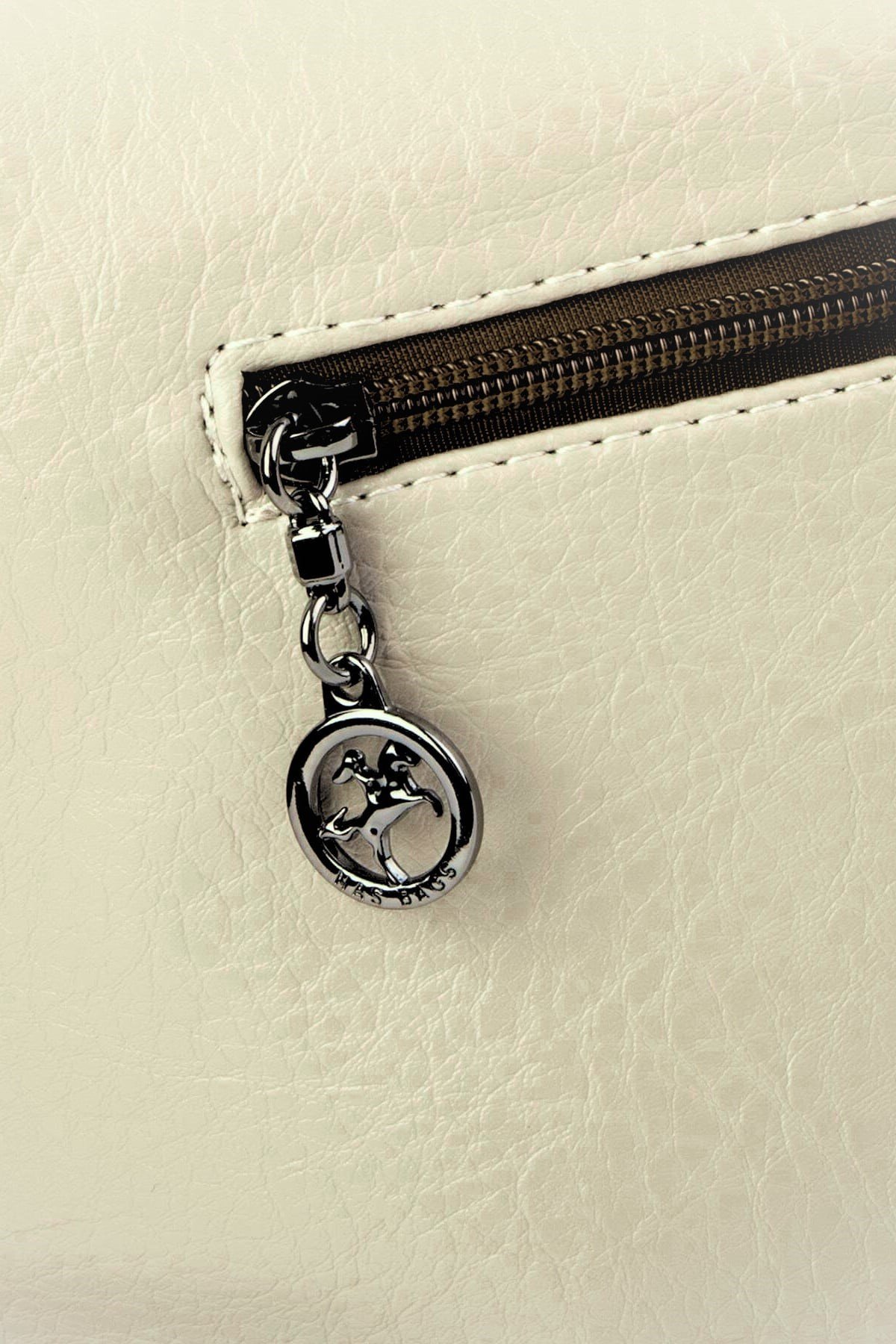 Nas Bag Çok Gözlü Kadın Omuz ve Çapraz Çanta (33x25 cm ) - Krem Kahve Victoia