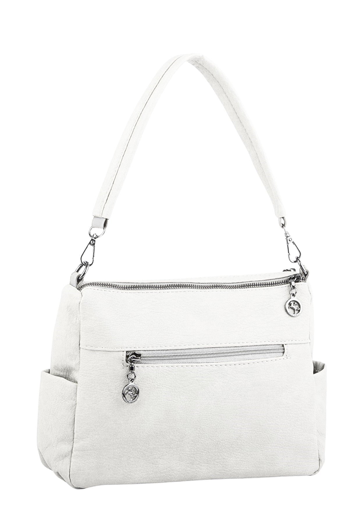 Nas Bag Çok Gözlü Yumuşak ve Hafif Yapılı Çift Askılı Omuz ve Çapraz Çanta - Beyaz Lopez (30x24 cm)
