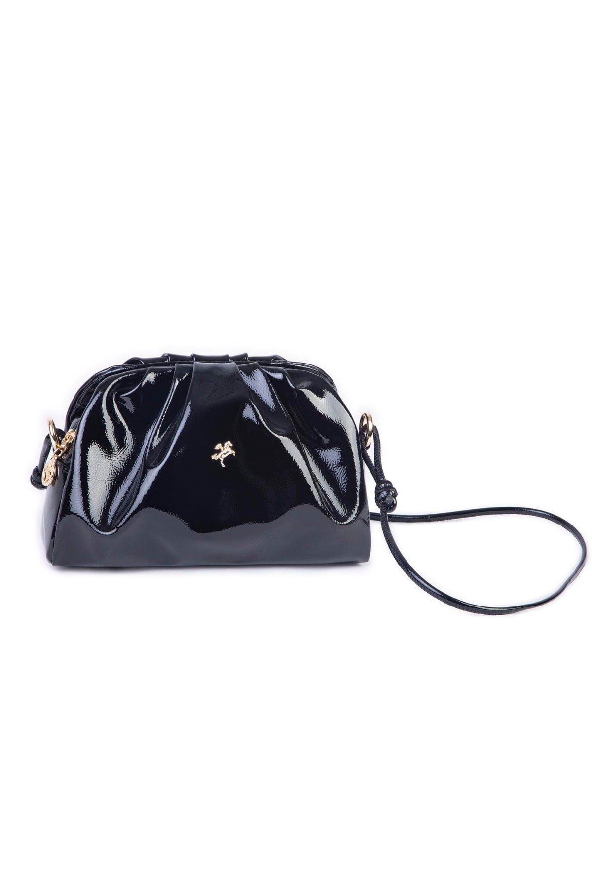 Nas Bag Kadın Çapraz Çanta - Siyah Rugan (19x17x9 cm)