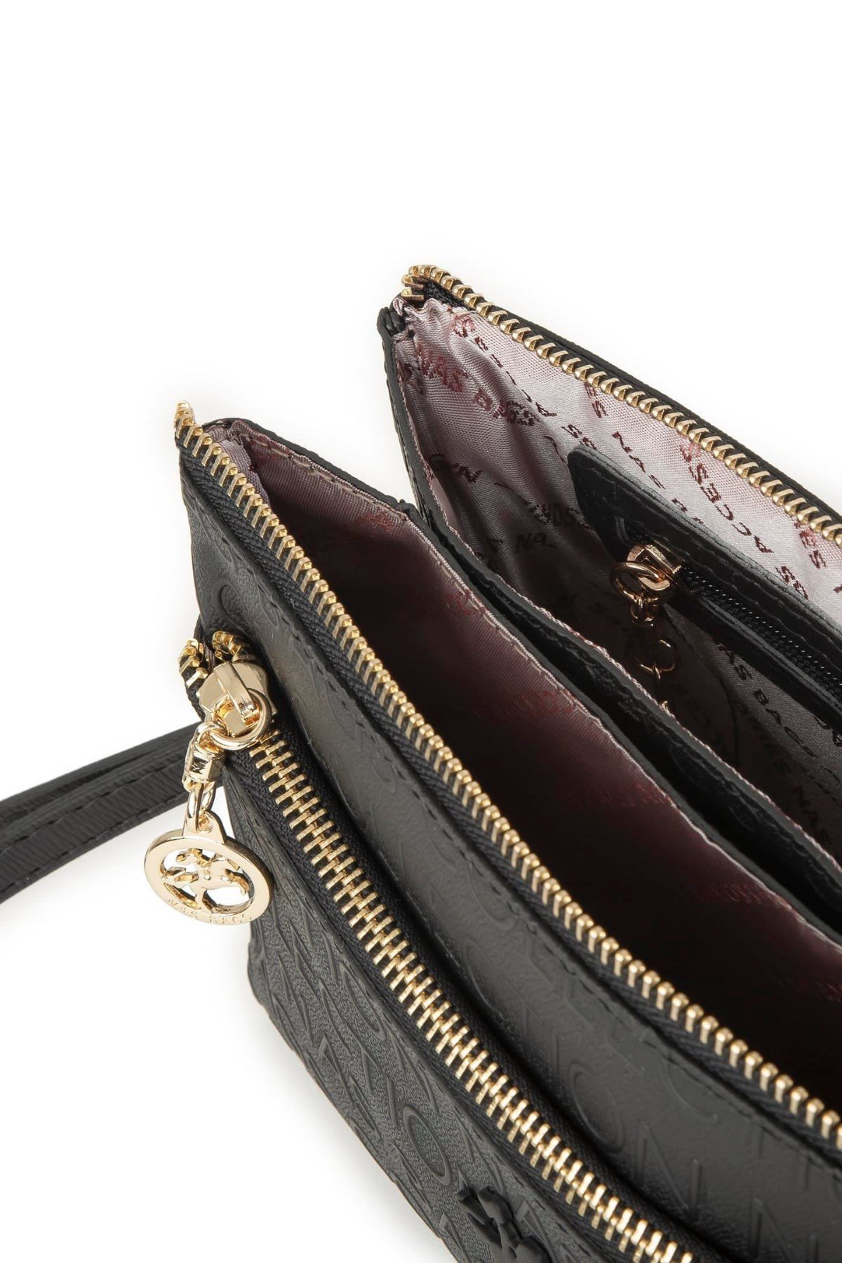 Nas Bag Kadın Çapraz ve Clutch Çanta - Siyah Gofraj