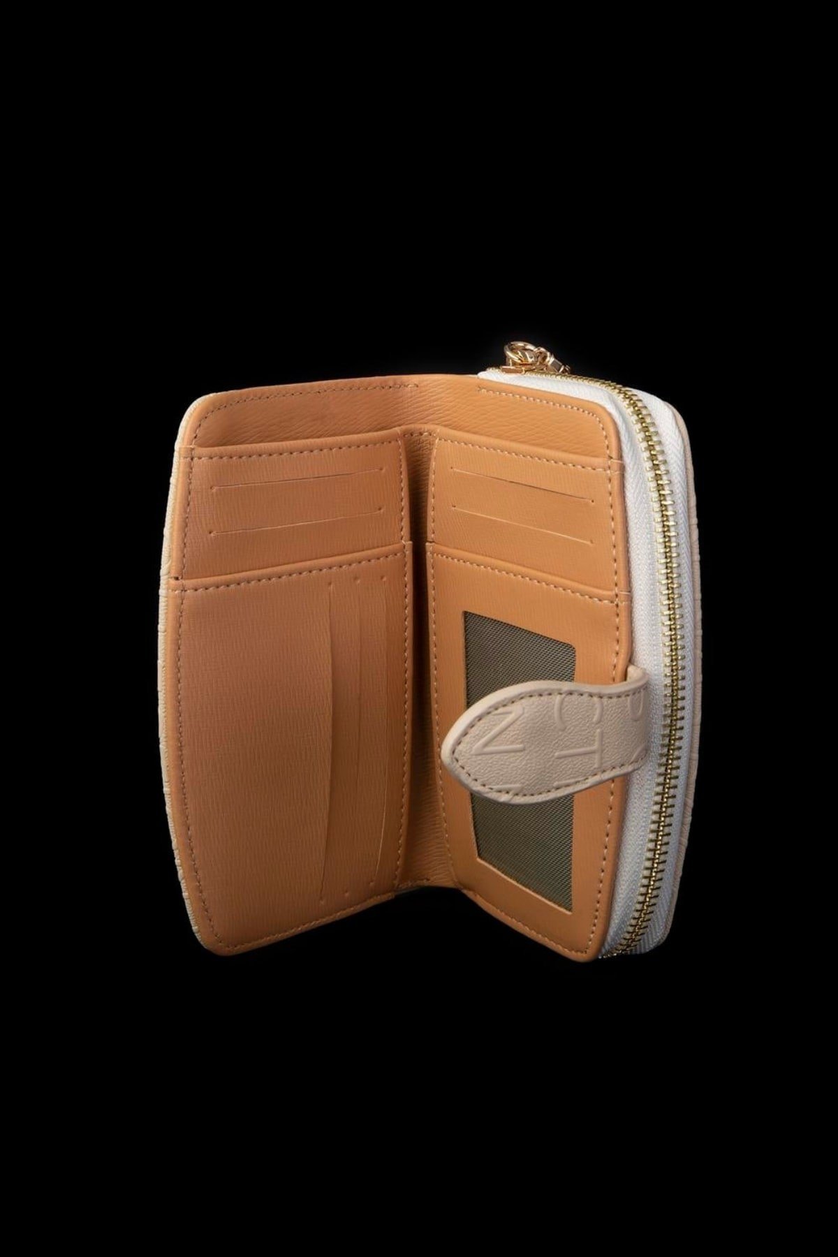 Nas Bag Kadın Çoklu Kart Bölmeli Cüzdan - Krem Camel Gofraj