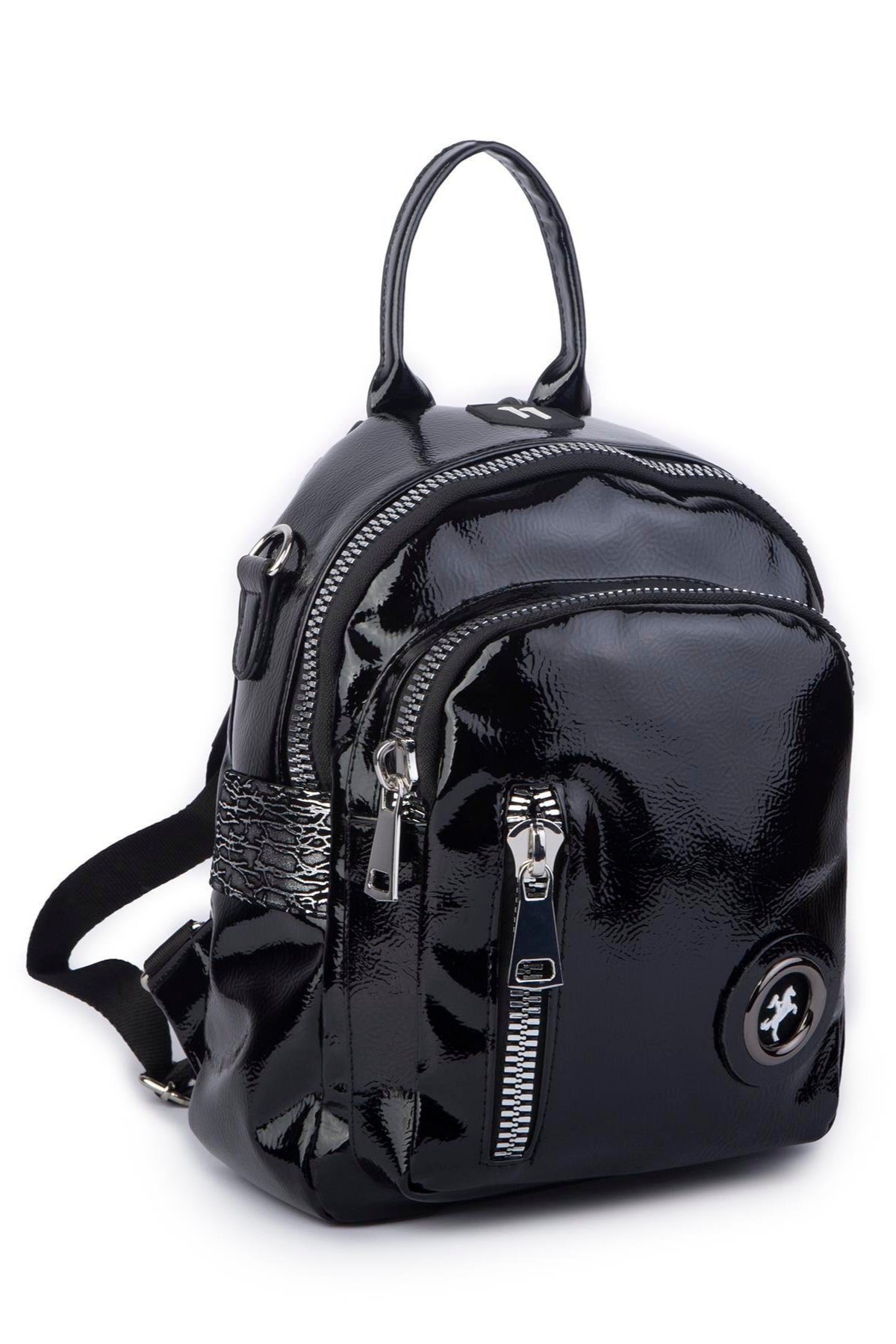 Nas Bag Kadın Dönüştürülebilir Sırt ve Omuz Çantası Şık Geniş Fermuarlı Çanta (24x31x14 cm) Siyah Kr