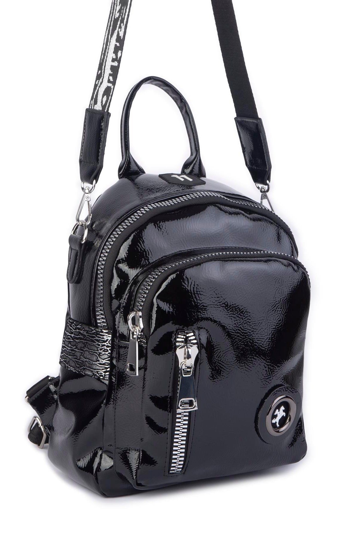 Nas Bag Kadın Dönüştürülebilir Sırt ve Omuz Çantası Şık Geniş Fermuarlı Çanta (24x31x14 cm) Siyah Kr