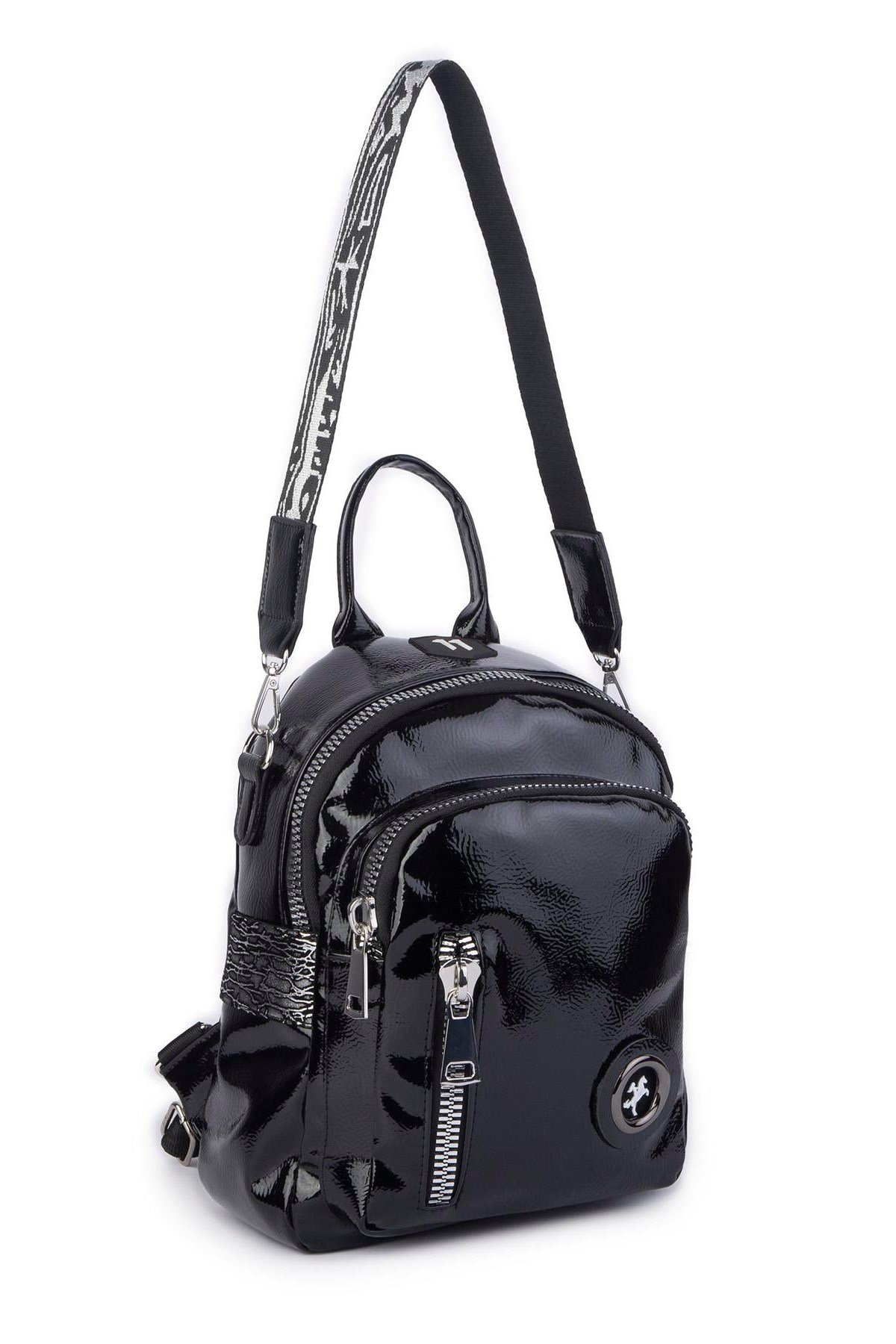 Nas Bag Kadın Dönüştürülebilir Sırt ve Omuz Çantası Şık Geniş Fermuarlı Çanta (24x31x14 cm) Siyah Kr