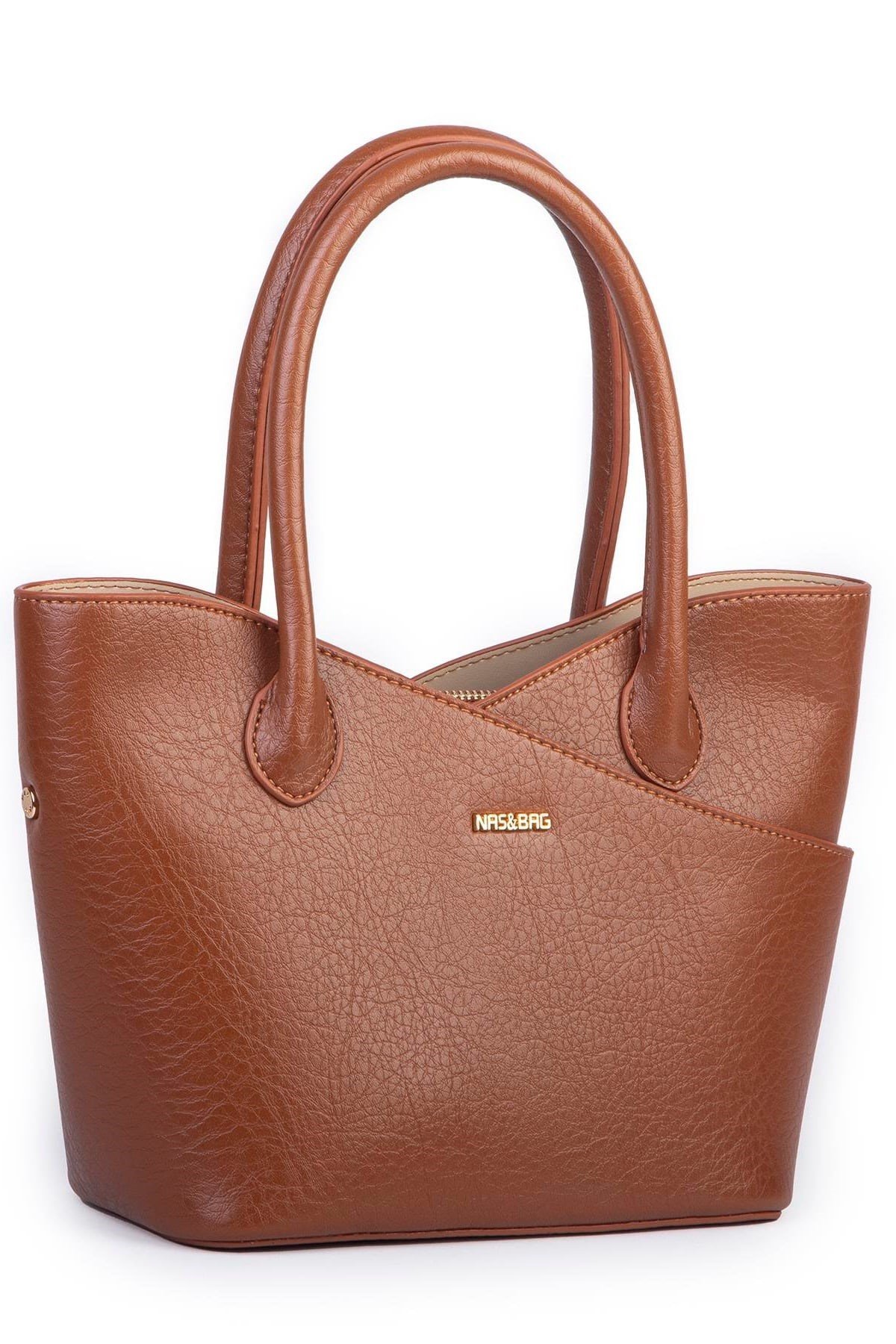 Nas Bag Kadın El ve Omuz Çantası Premium Seri Taba Victoria