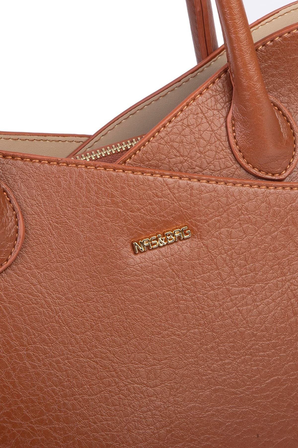 Nas Bag Kadın El ve Omuz Çantası Premium Seri Taba Victoria