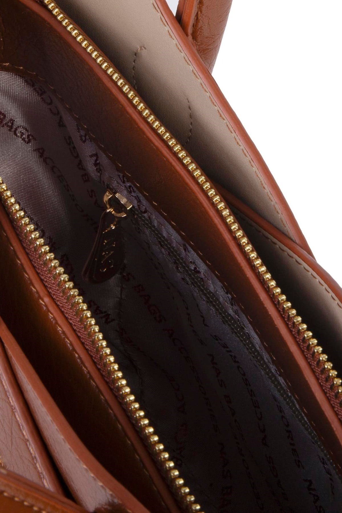 Nas Bag Kadın El ve Omuz Çantası Premium Seri Taba Victoria
