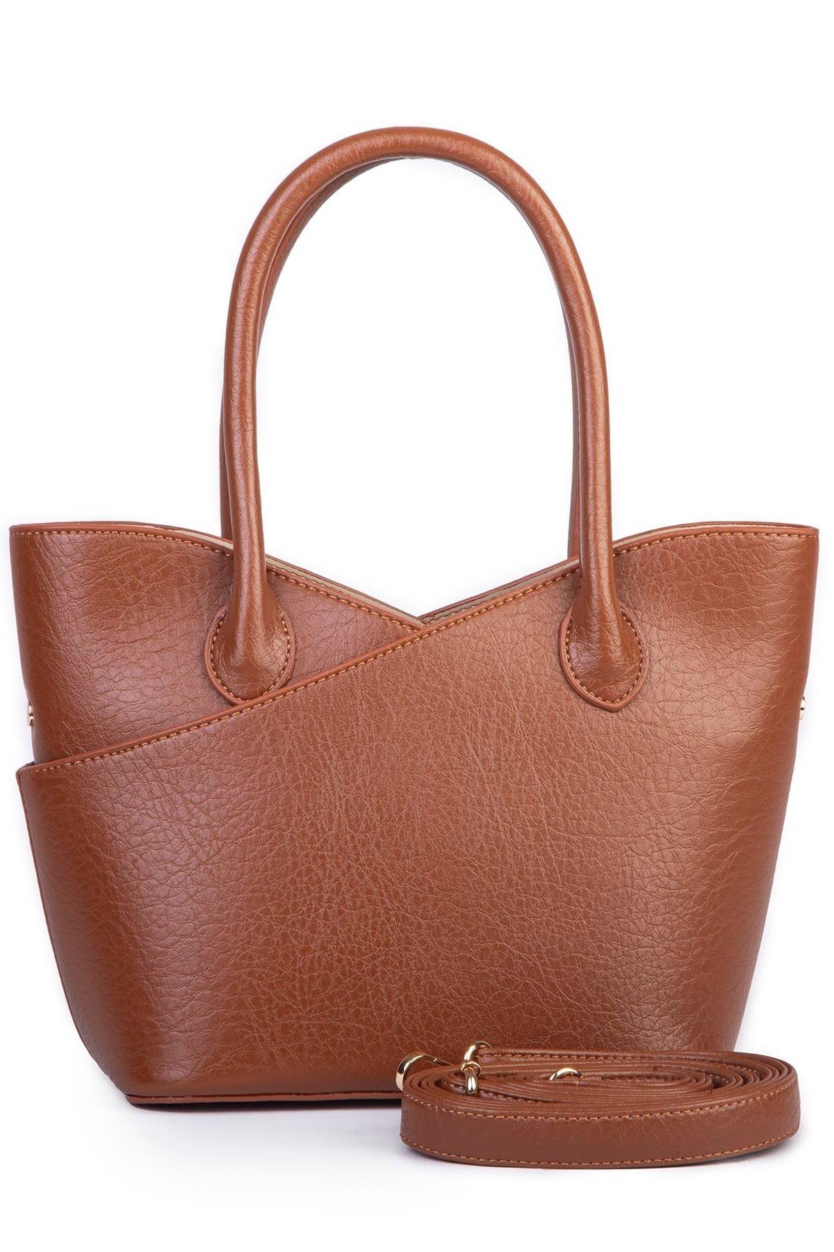 Nas Bag Kadın El ve Omuz Çantası Premium Seri Taba Victoria